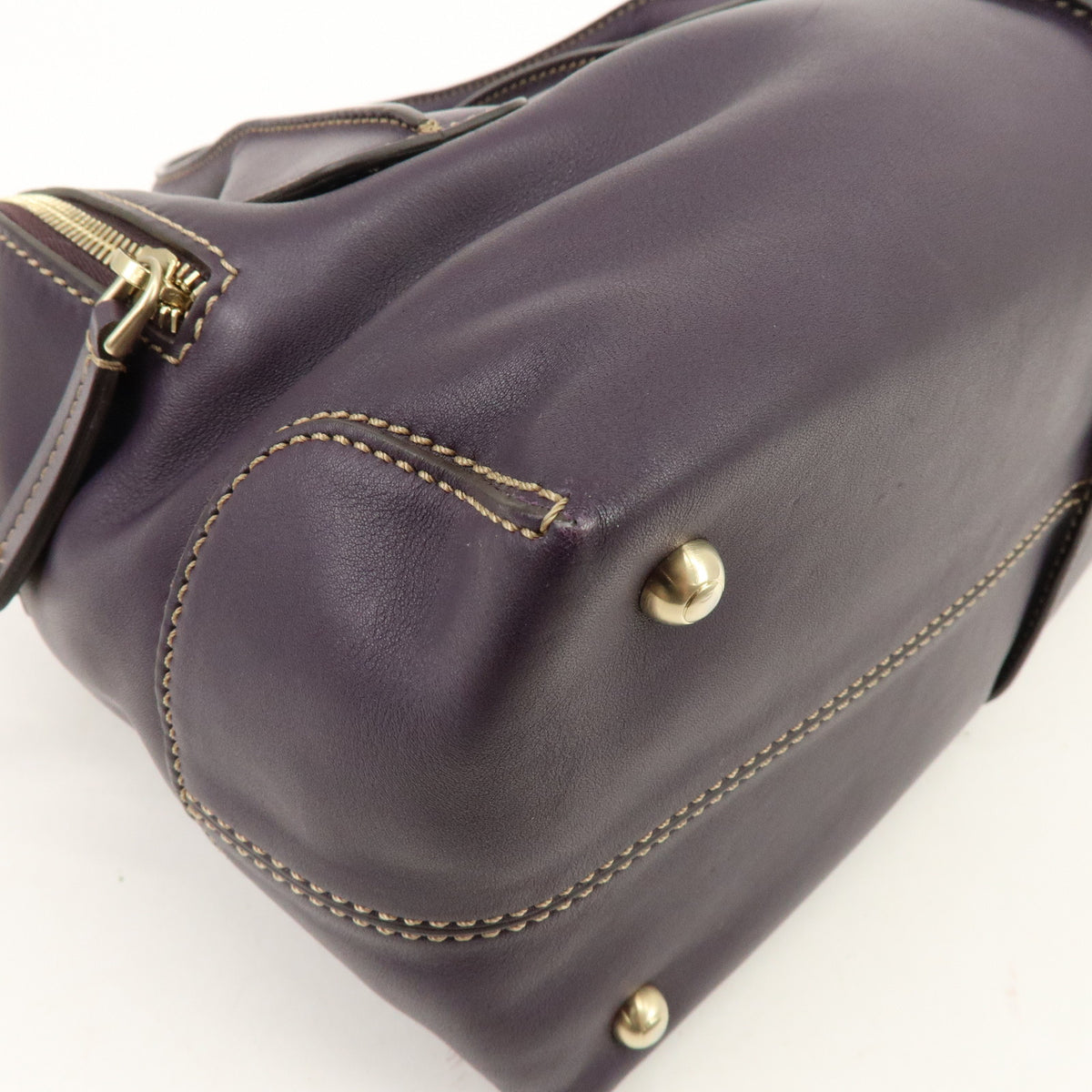 TOD'S Logo Leather 2Way Bag Shoulder Bag Purple