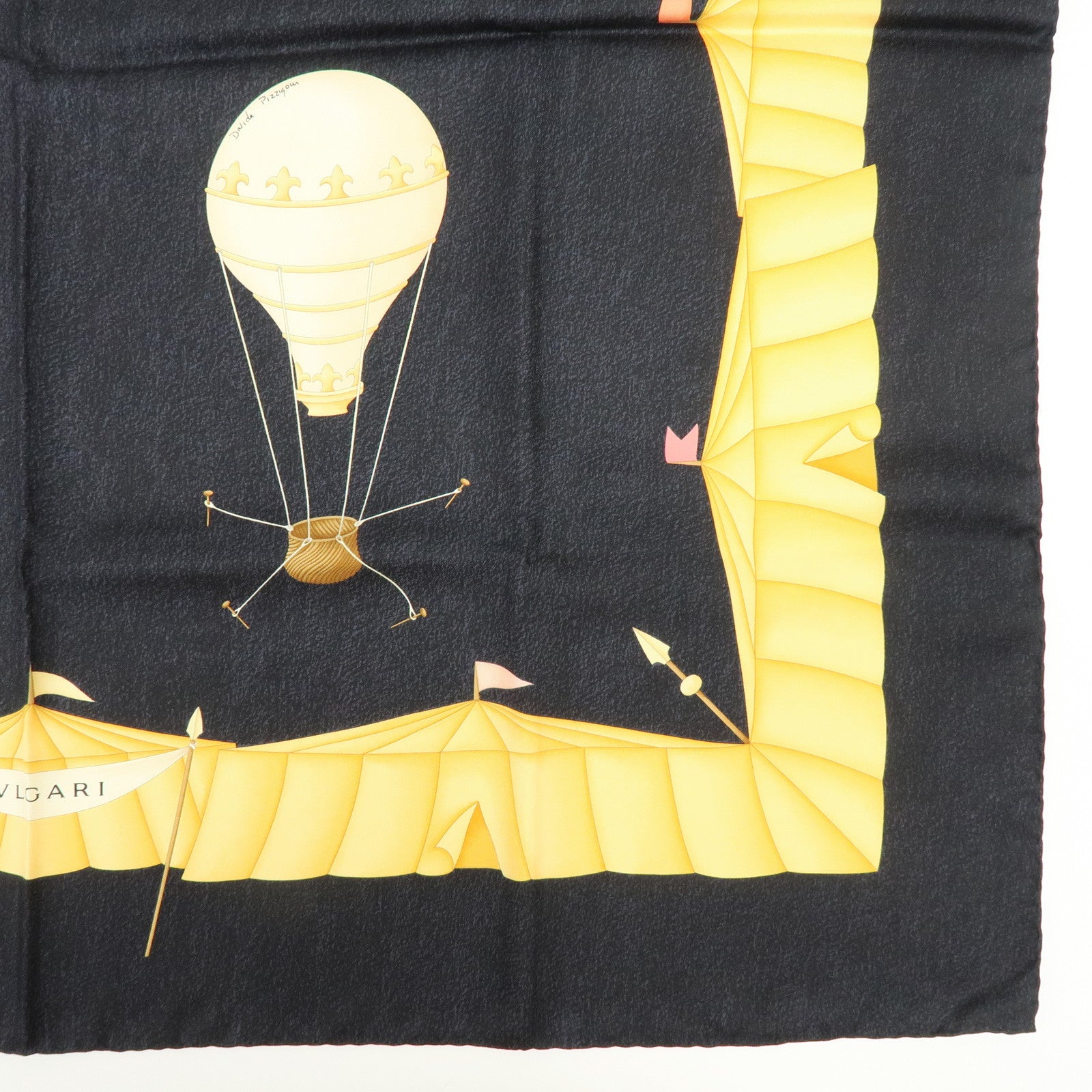 BVLGARI GIVENCHY Lot of 2 Silk 100% Scarf Black Yellow Light Purple