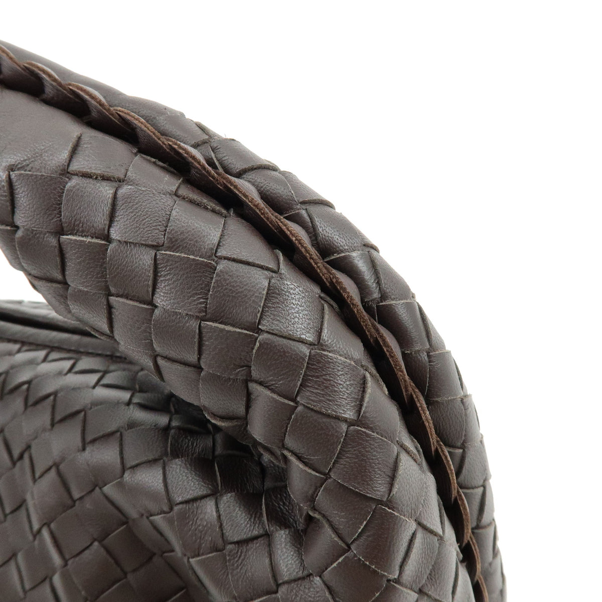 BOTTEGA VENETA HOBO Intrecciato Leather Shoulder Hand Bag Dark Brown