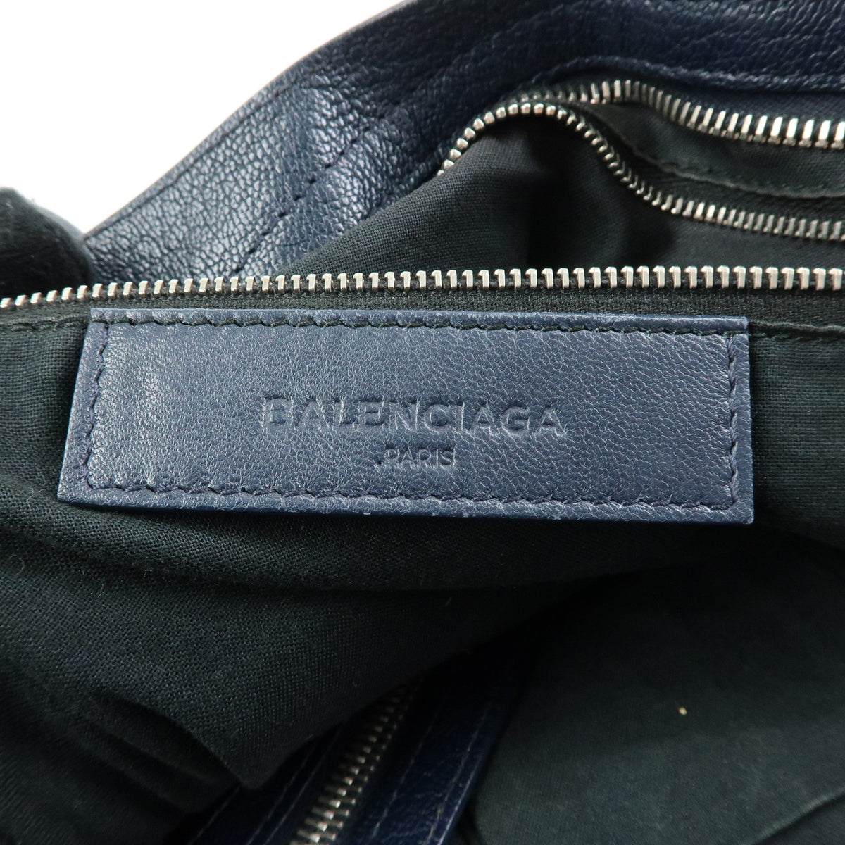 BALENCIAGA Classic Metallic Edge City Leather 2Way Bag Navy 390154