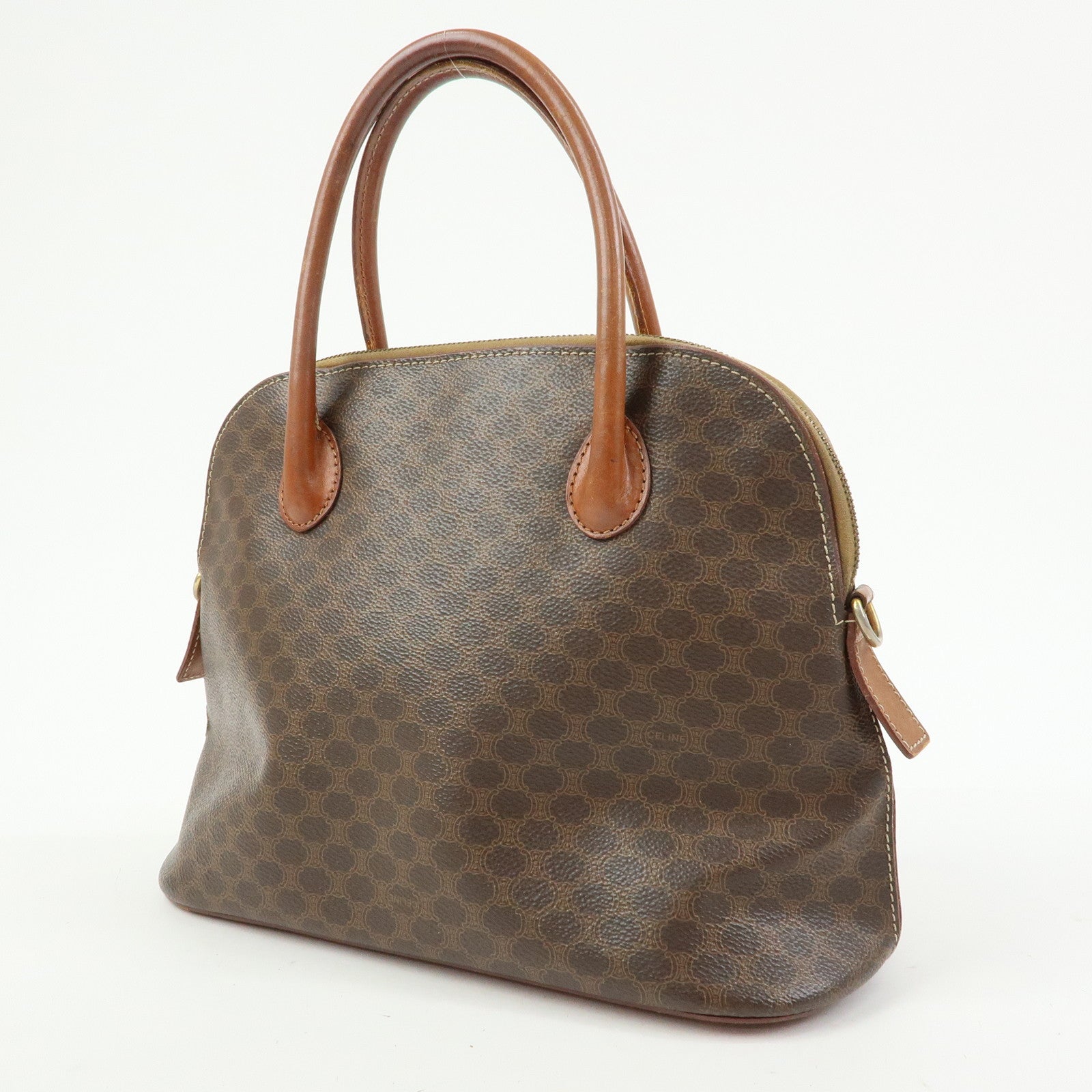 CELINE Macadam PVC Leather 2Way Bag Hand Bag Brown