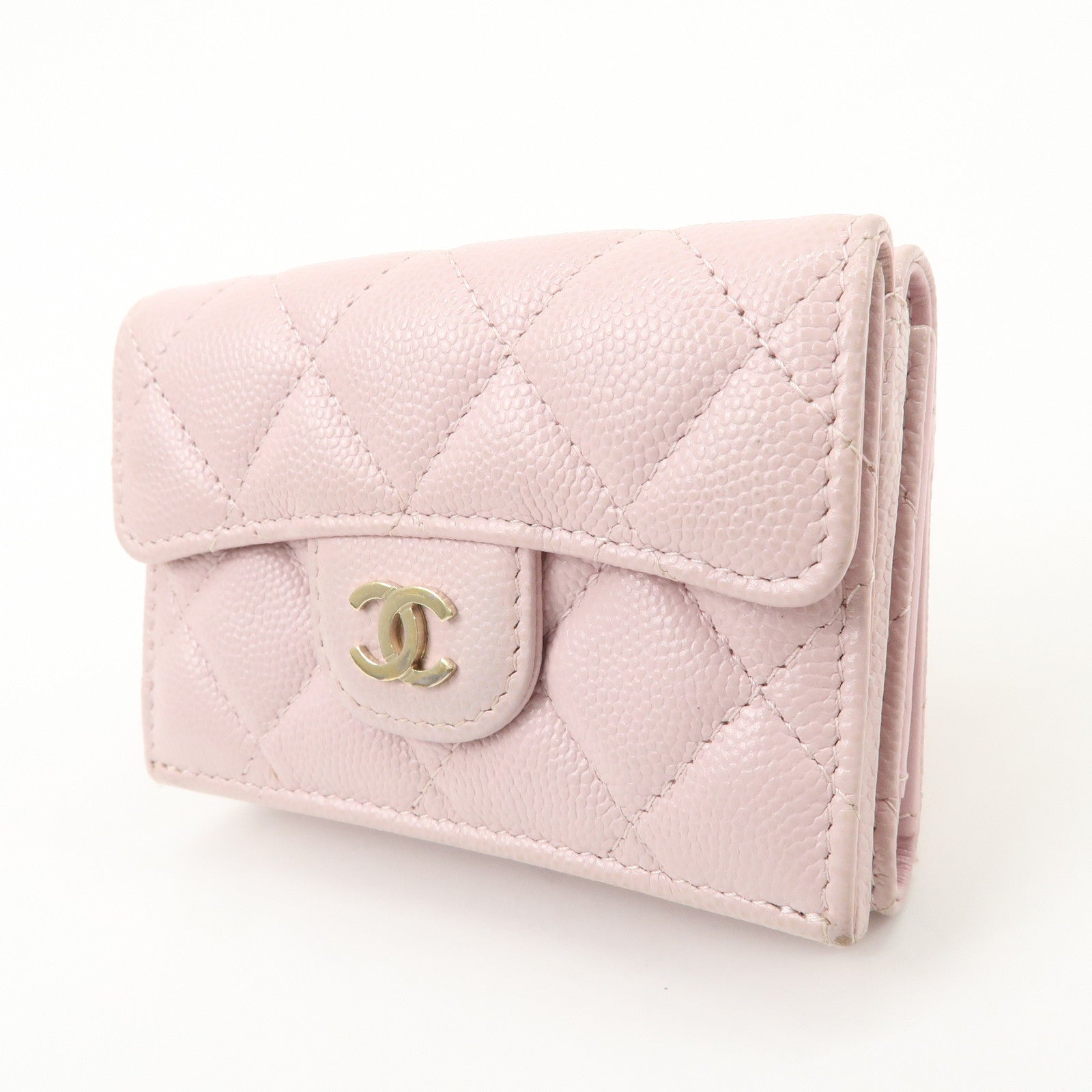 CHANEL Matelasse Caviarskin Classic Small Flap Wallet AP0230 Used