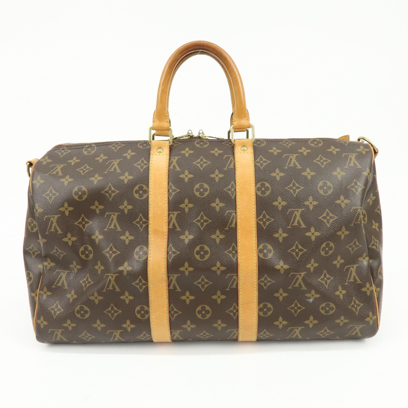 Louis Vuitton Monogram Keep All Bandouliere 45 Boston Bag Brown M41418