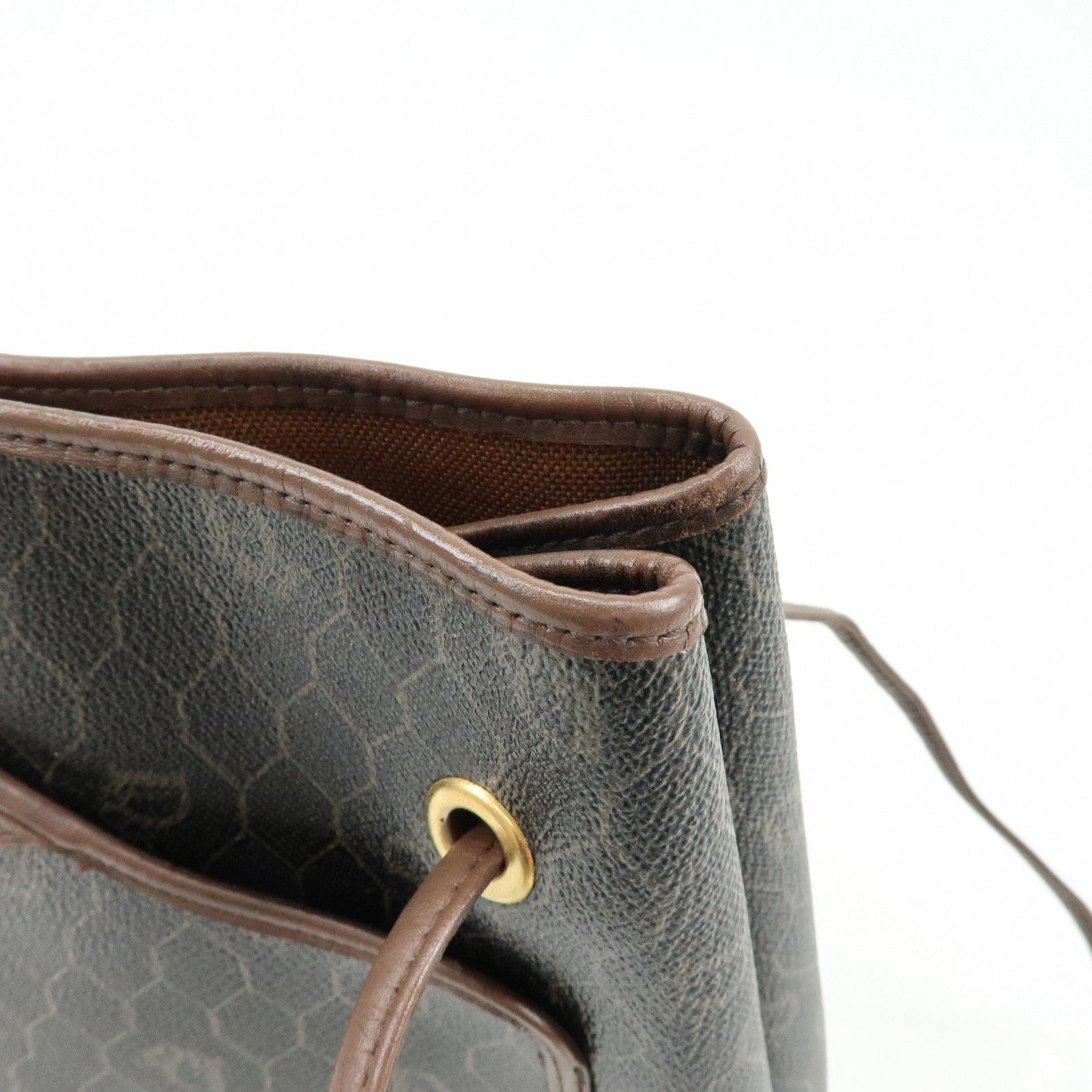 Christian Dior Honeycomb PVC Leather Shoulder Bag Brown Black