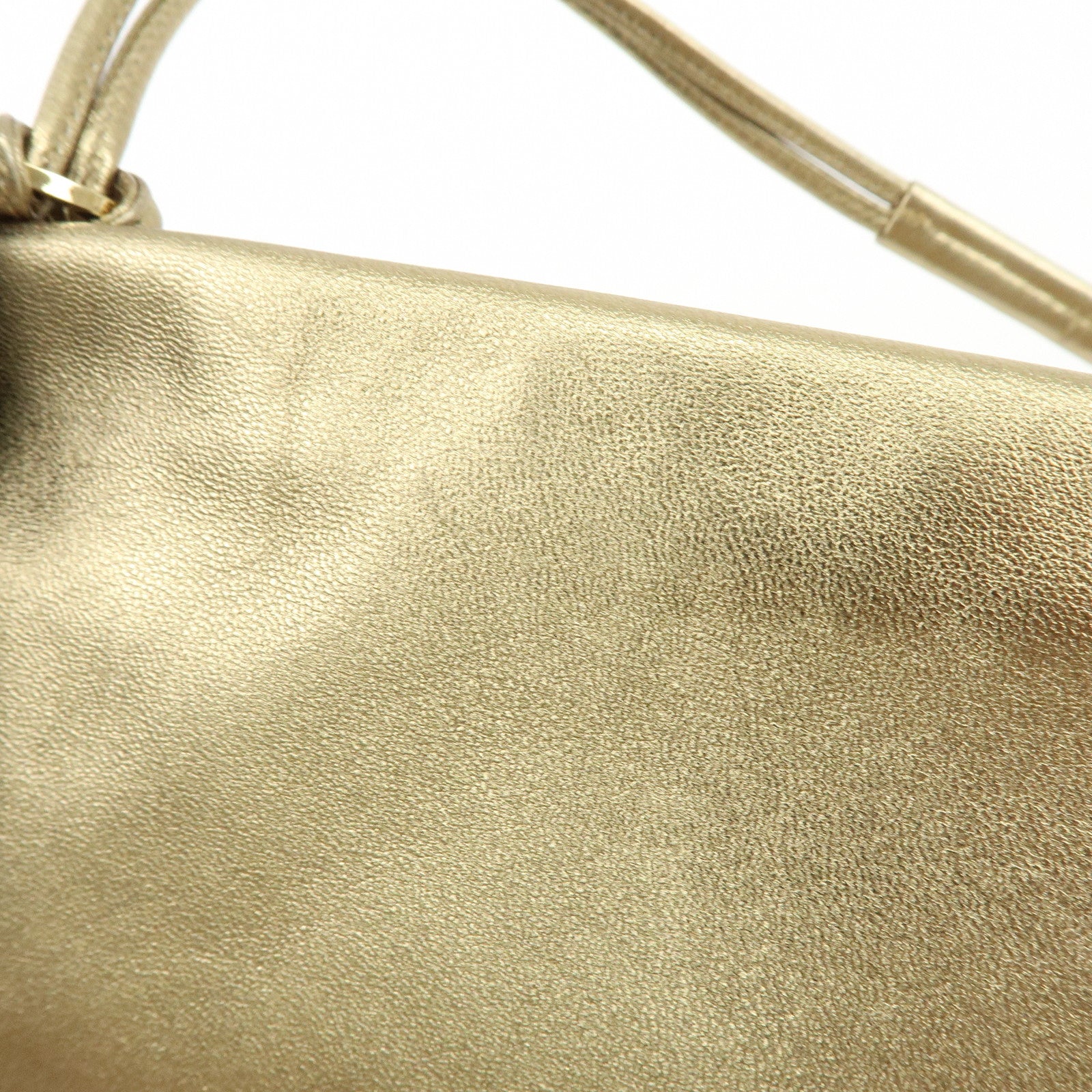 Ferragamo Gancini Nappa Leather Shoulder Hand Bag Gold