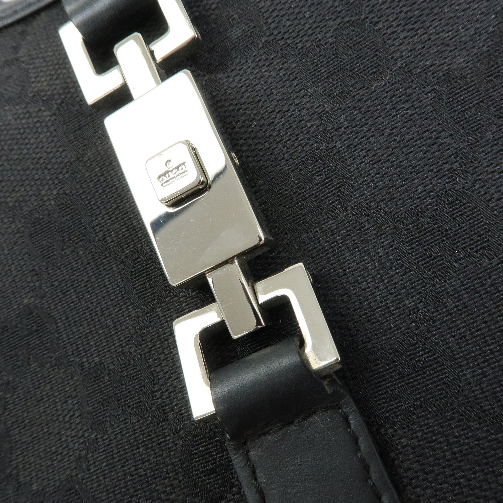 GUCCI Jackie GG Canvas Leather Hand Bag Shoulder Bag Black 001・1067