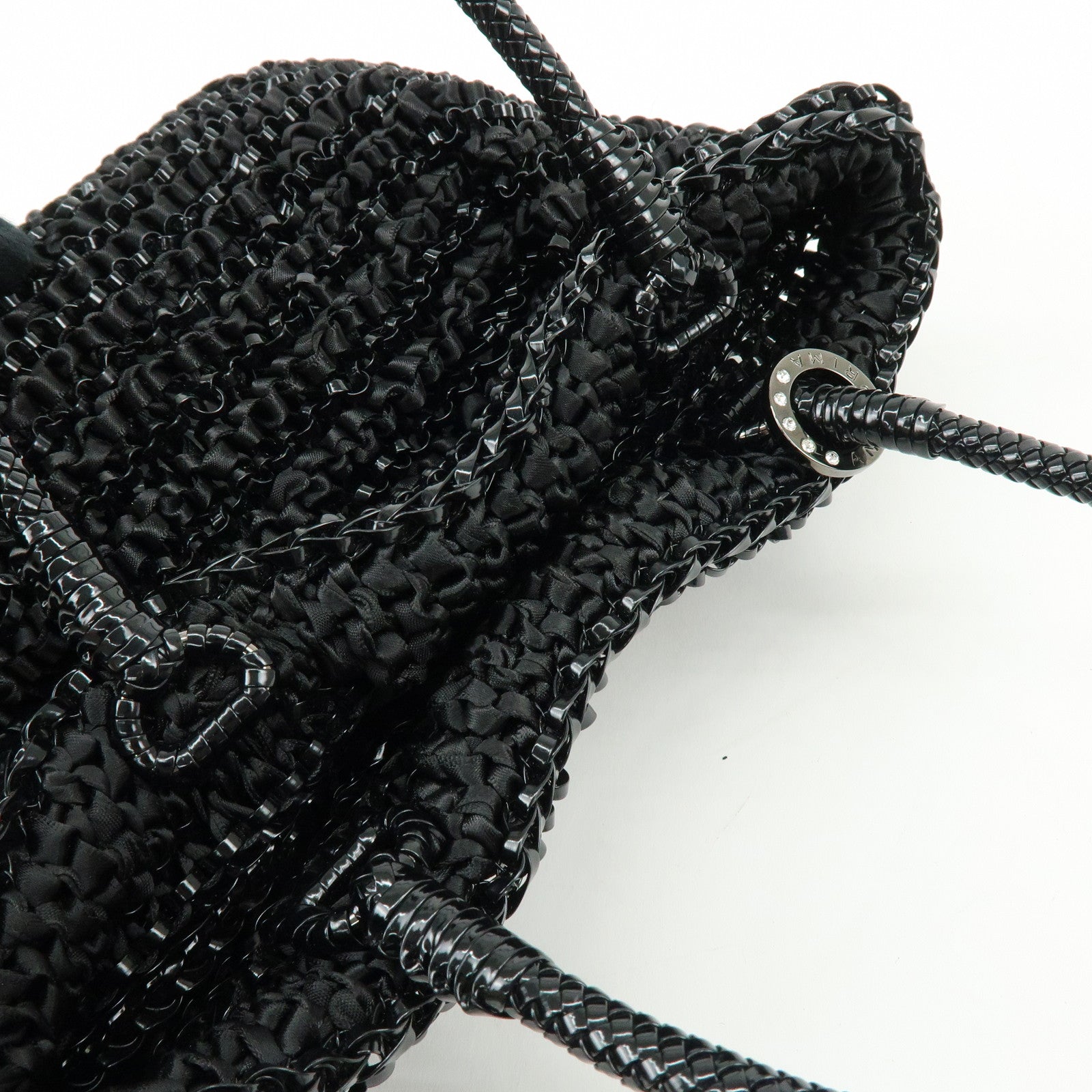 ANTEPRIMA Wire Bag PVC Satin 2Way Bag Hand Shoulder Bag Black