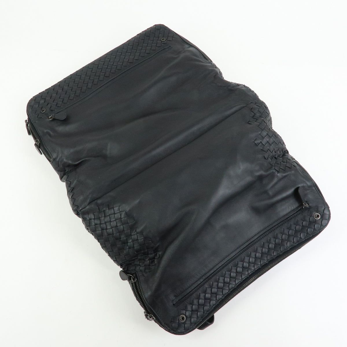 BOTTEGA VENETA Intrecciato Leather Boston Bag Shoulder Bag Black