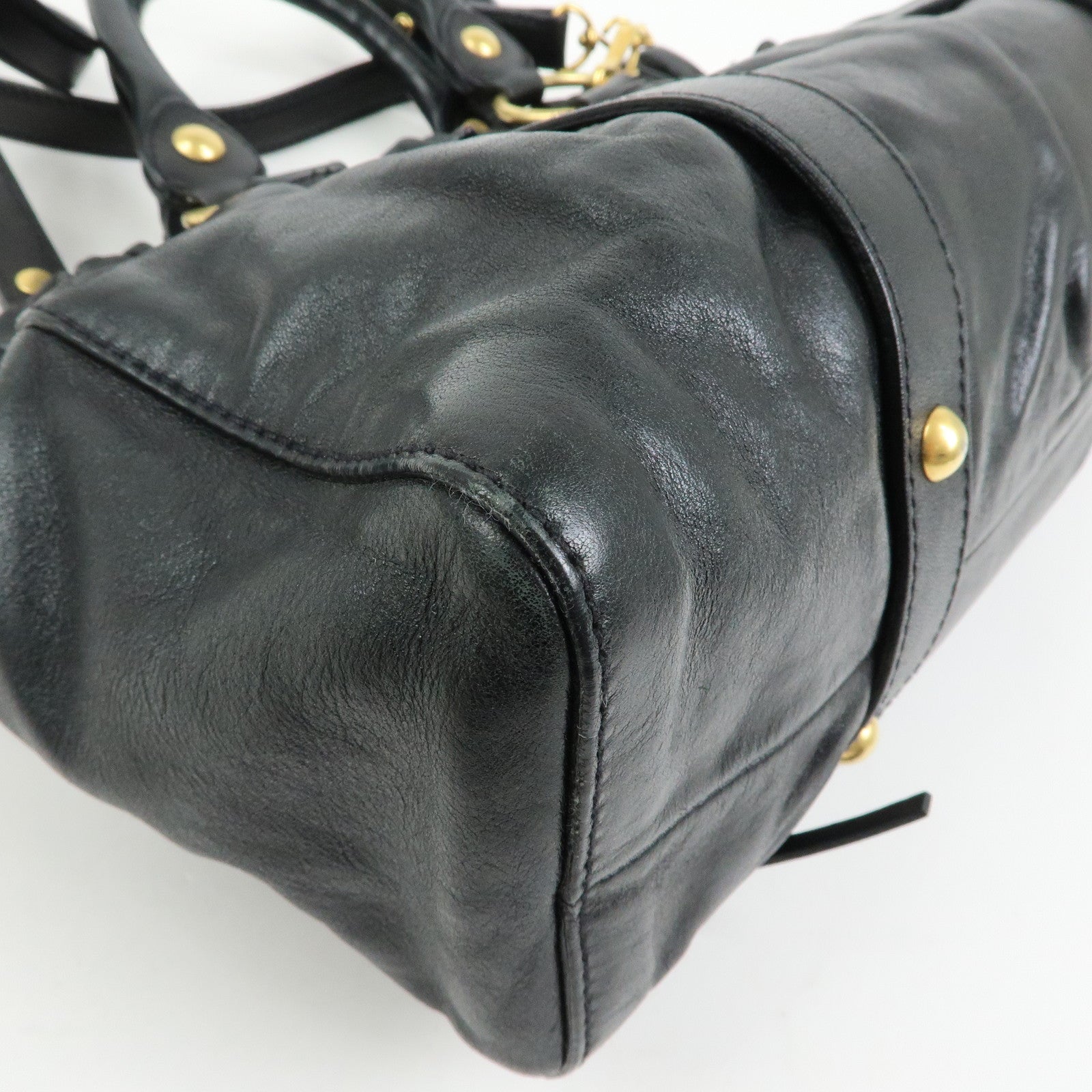 MIU MIU Vitello Lux Leather 2Way Bag Hand Bag Shoulder Bag Black