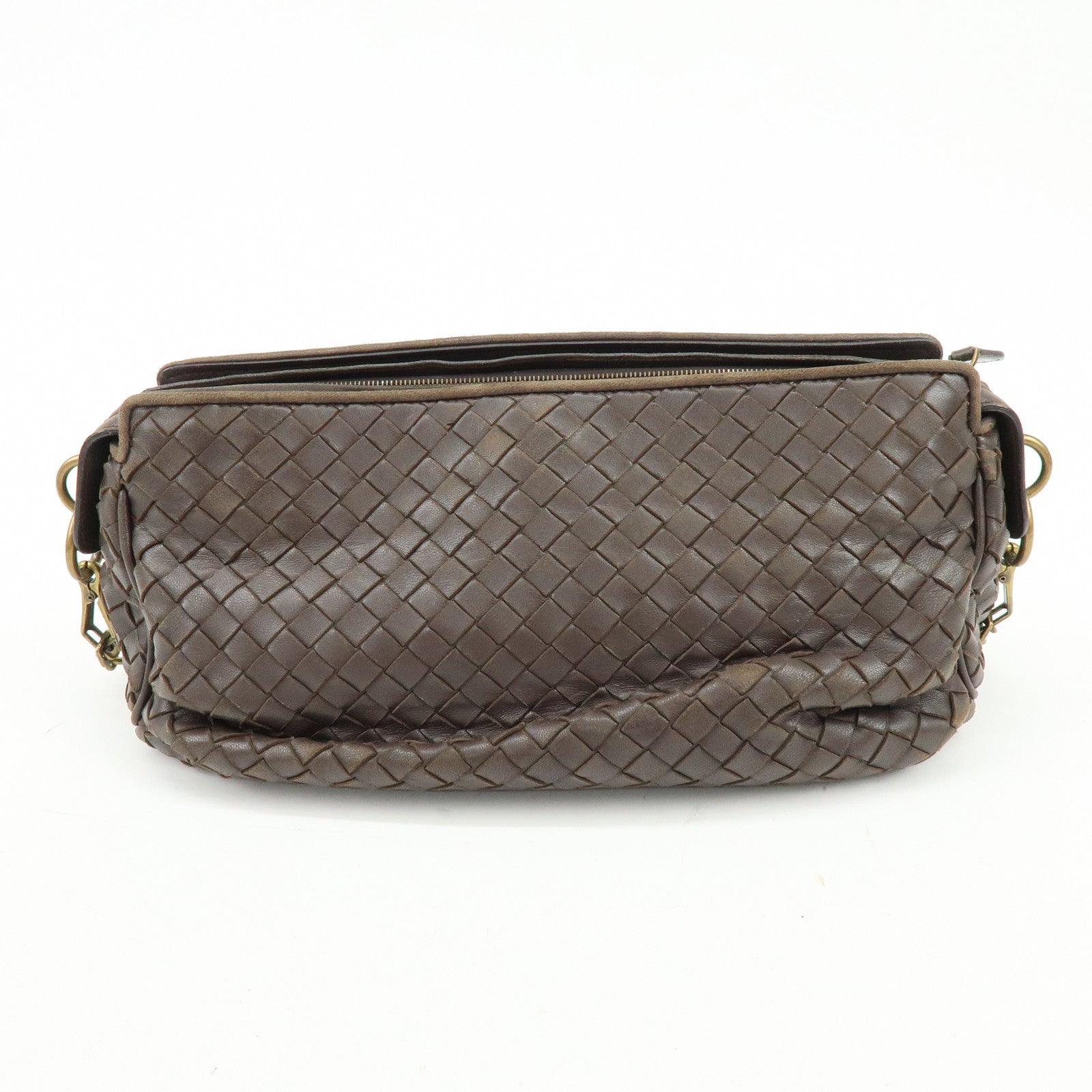 BOTTEGA VENETA Intrecciato Leather Shoulder Bag Crossbody Bag Brown