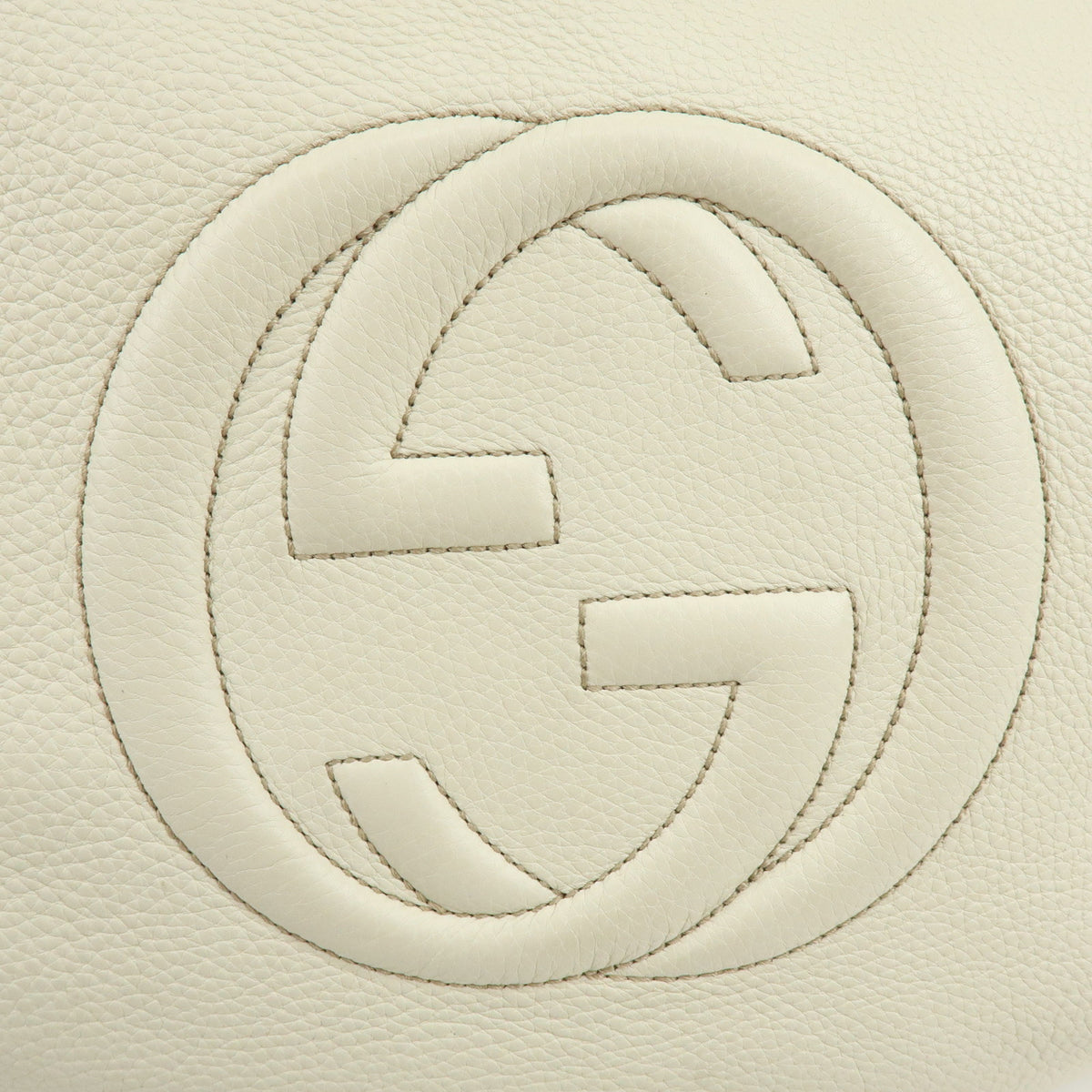 GUCCI SOHO Interlocking G Leahter Shoulder Bag White 282304