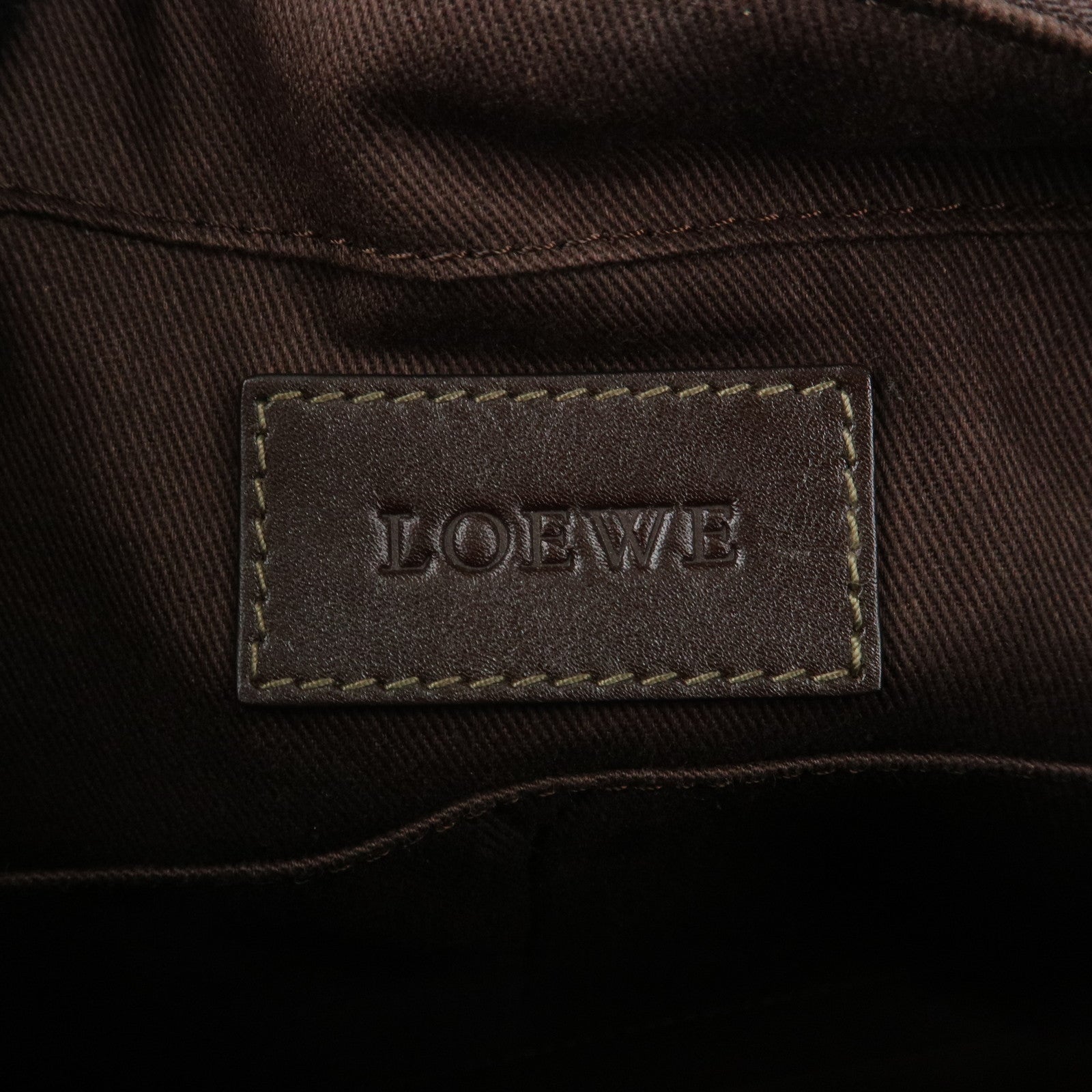 LOEWE Repeat Anagram PVC Leather 2Way Boston Bag Hand Bag Brown Used