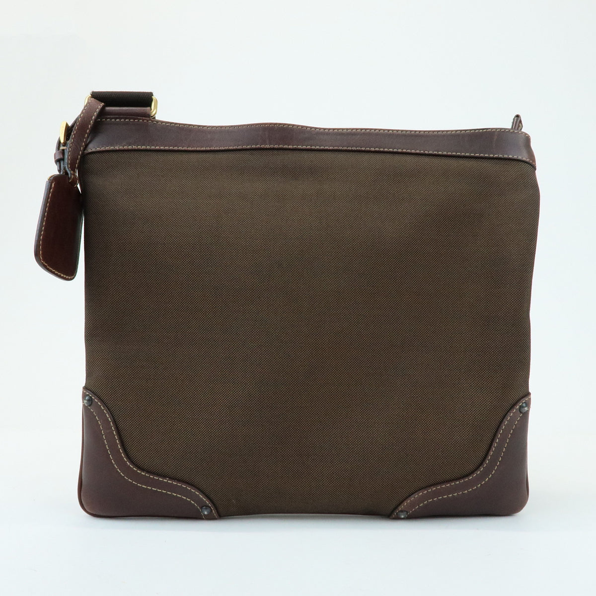 PRADA Logo Jacquard Leather Shoulder Crossbody Bag Brown BT0537