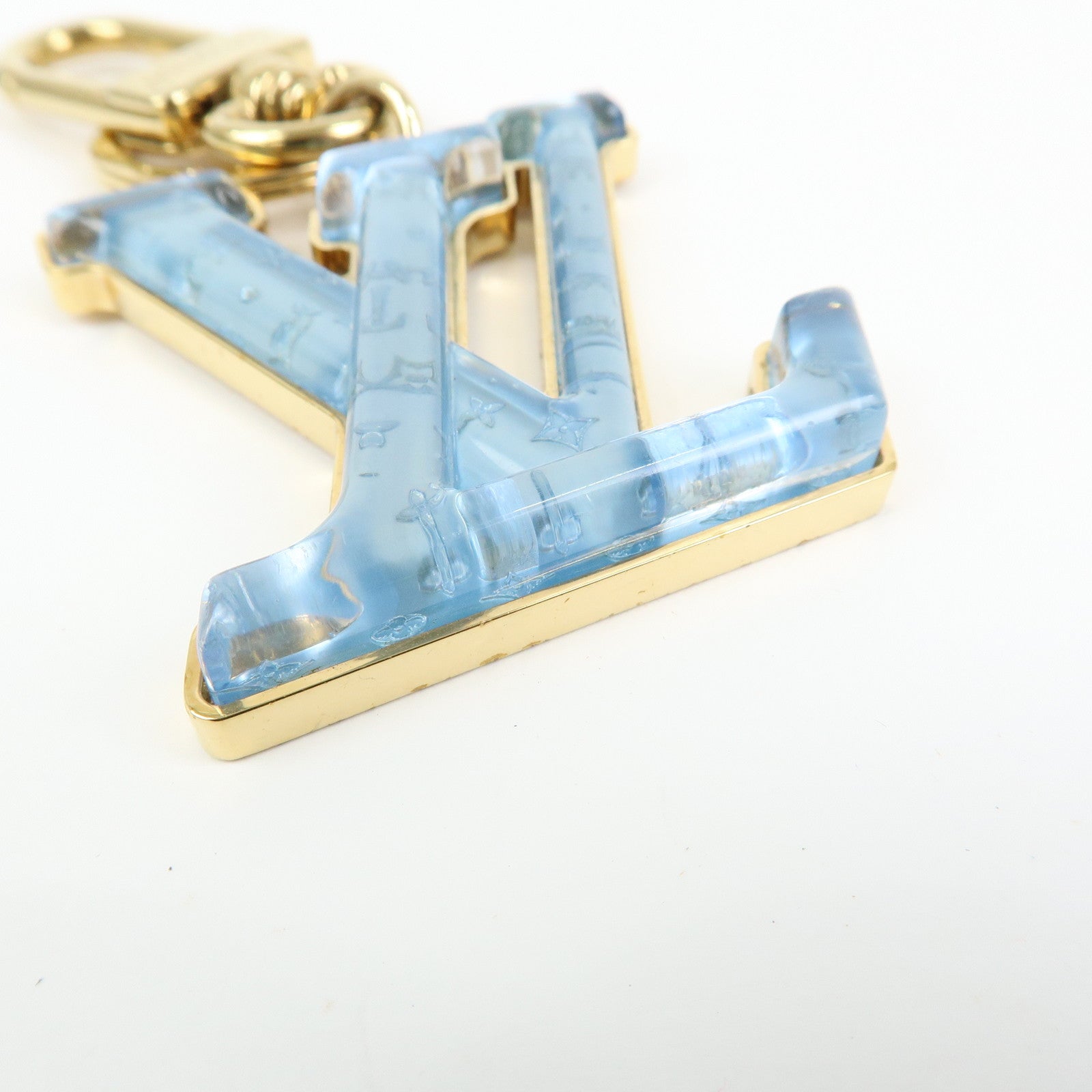 Louis Vuitton LV Gloss Metal Key Ring Bag Charm Blue M02590