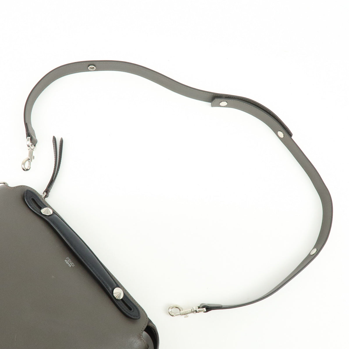 FENDI By The Way Medium Leather 2Way Bag Hand Bag Dark Gray 8BL124