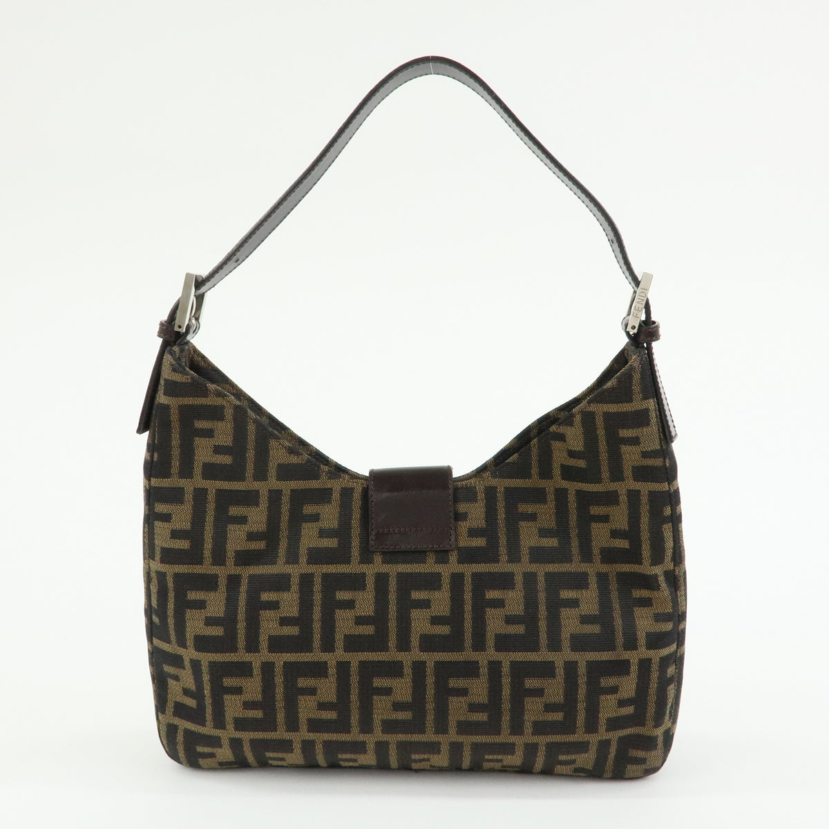 FENDI Zucca Canvas Leather Shoulder Bag Hand Bag Black Brown 26569