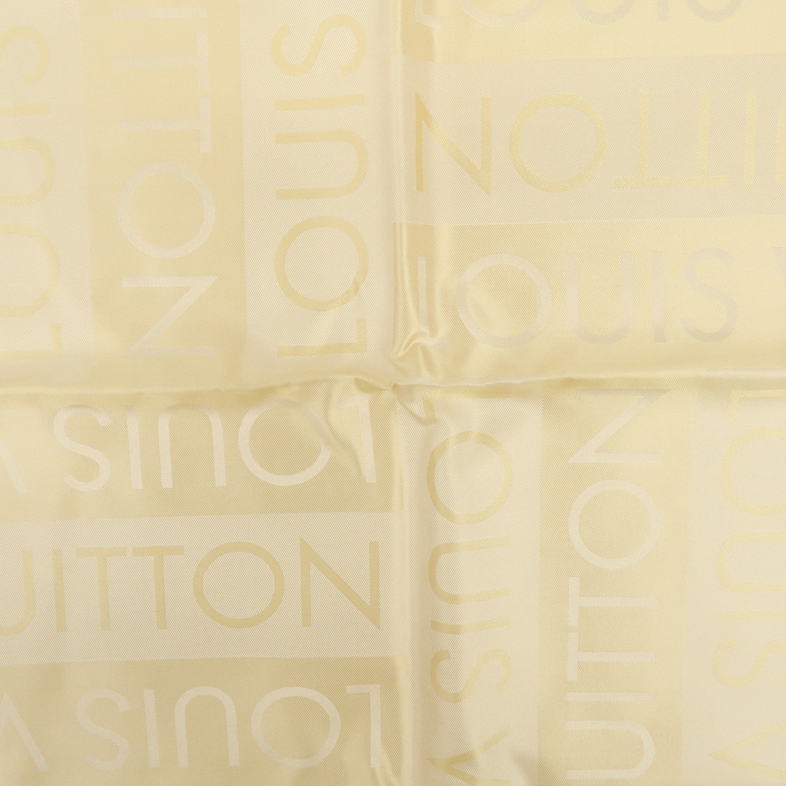 Louis Vuitton Logo Silk 100% Scarf Stole Light Beige