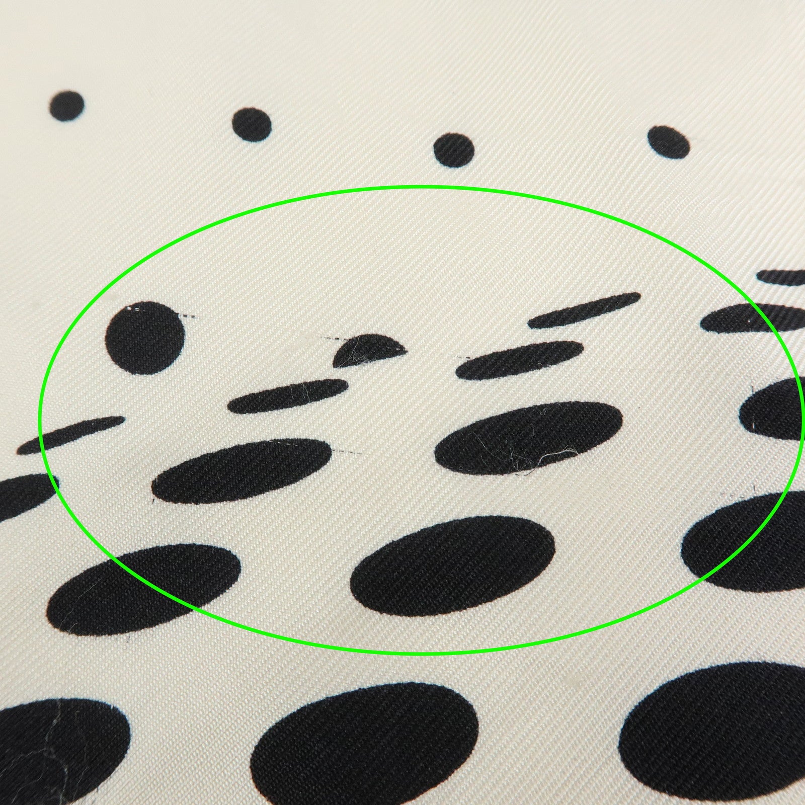 CHANEL COCO Mark Silk 100% Scarf Dot Pattern Clover Ivory Black