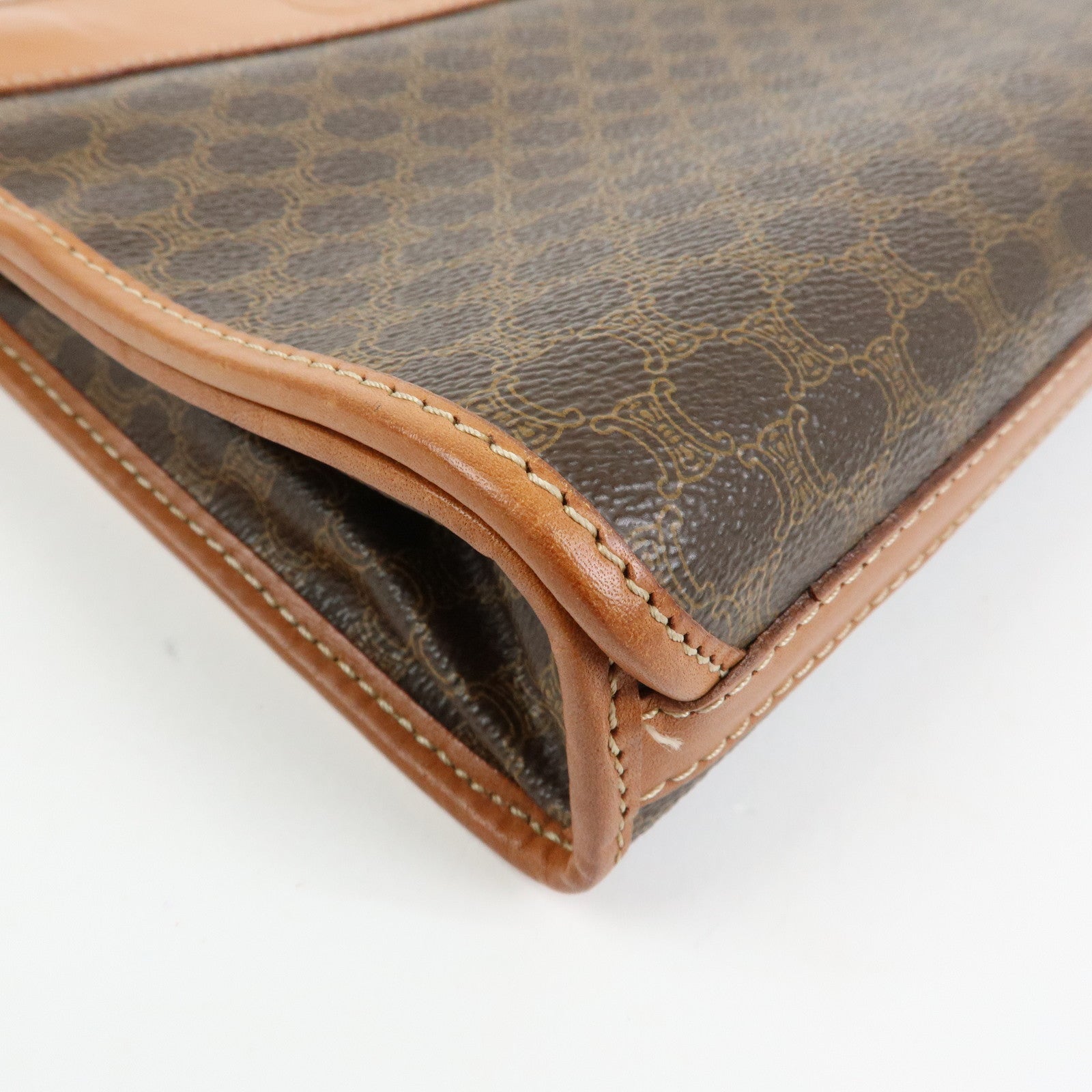 CELINE Macadam Leather Clutch Bag Accessory Pouch Brown