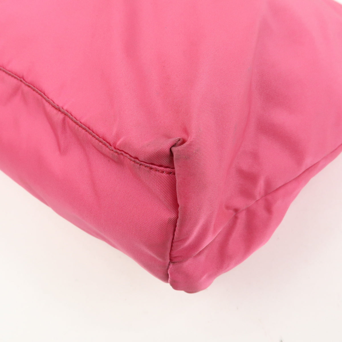 PRADA Logo Nylon Saffiano Leather Tote Bag Shoulder Bag Pink