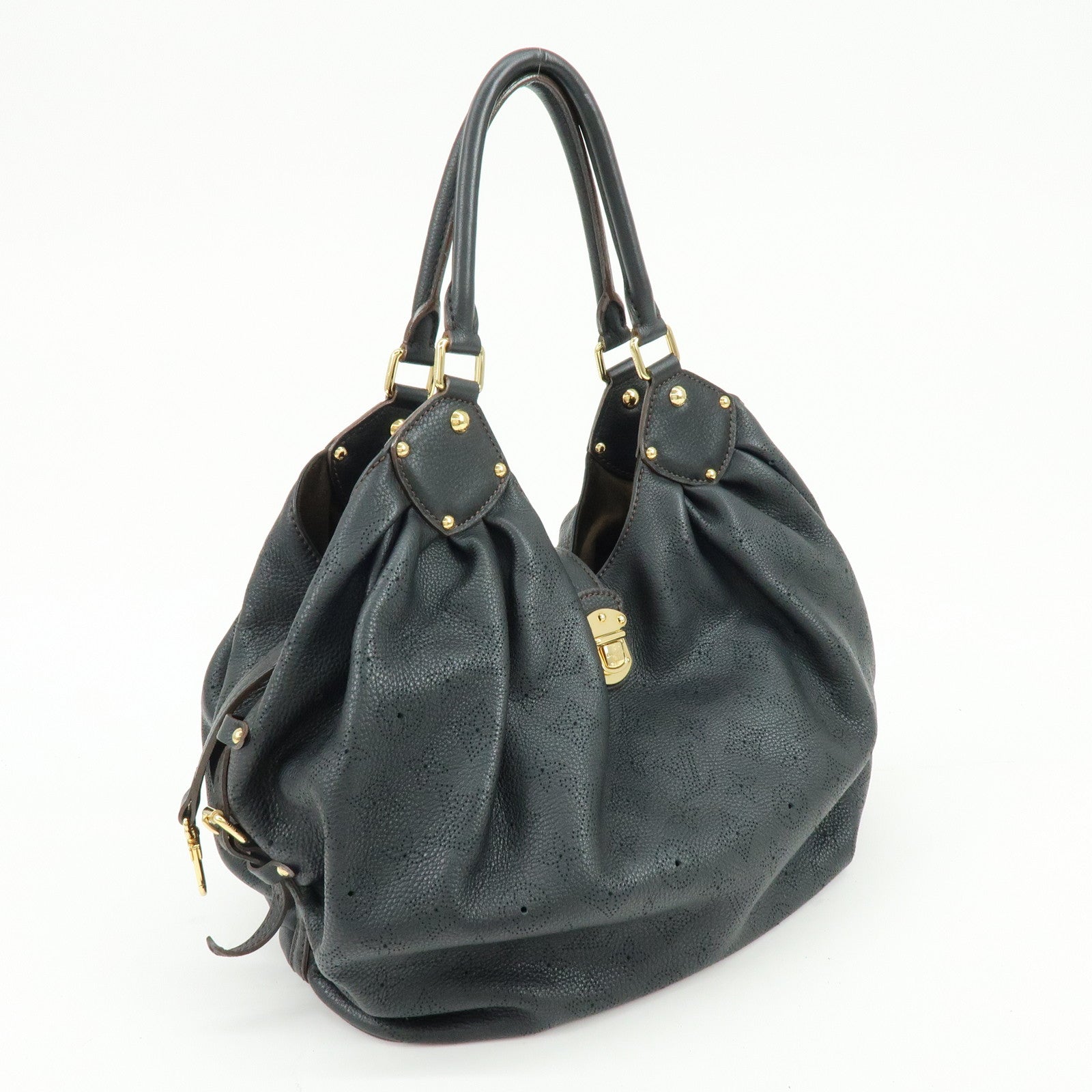 Louis Vuitton Monogram Mahina L Leather Shoulder Bag Noir Black M95765