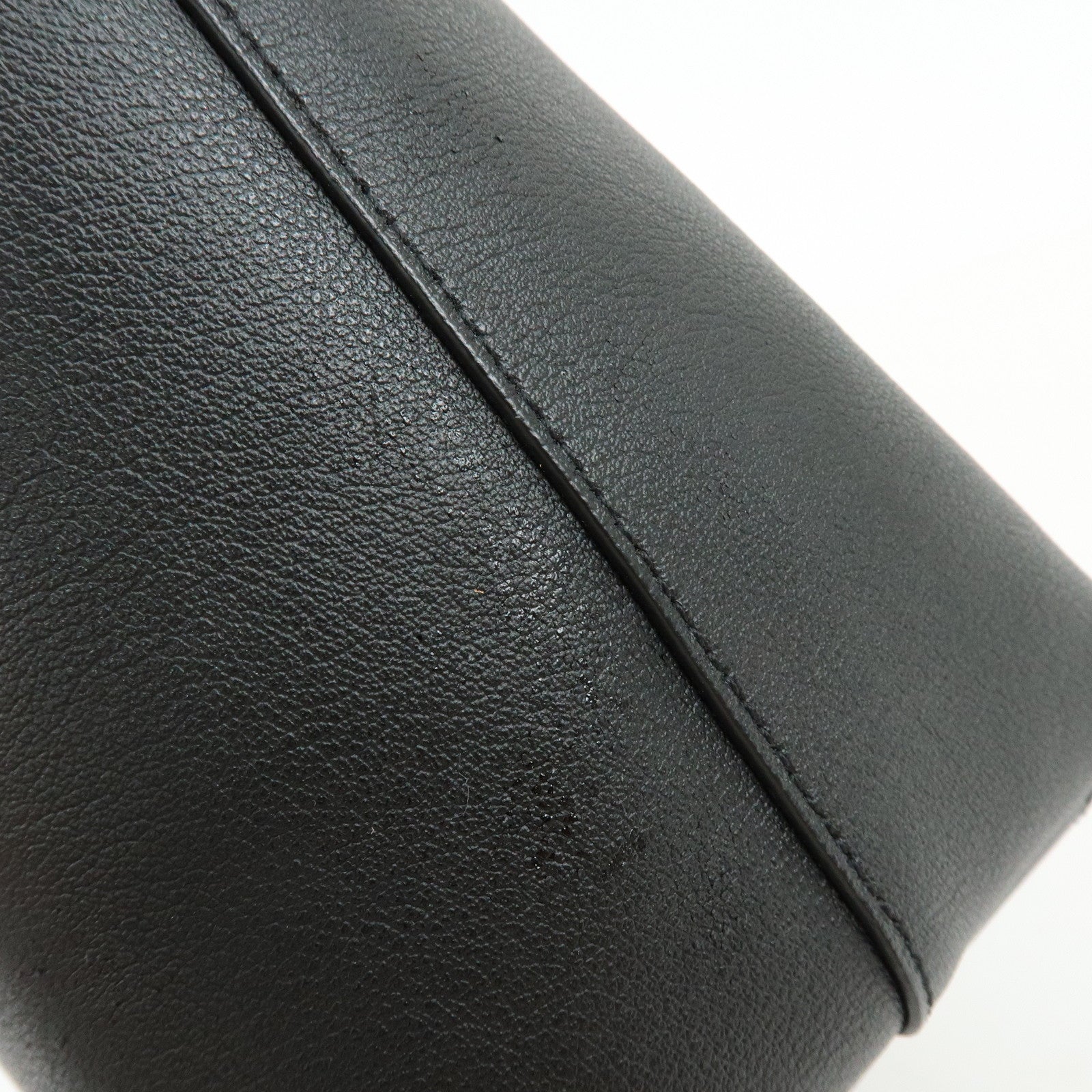 SAINT LAURENT Leather Sac Shopping Tote Bag Shoulder Bag Black 467946