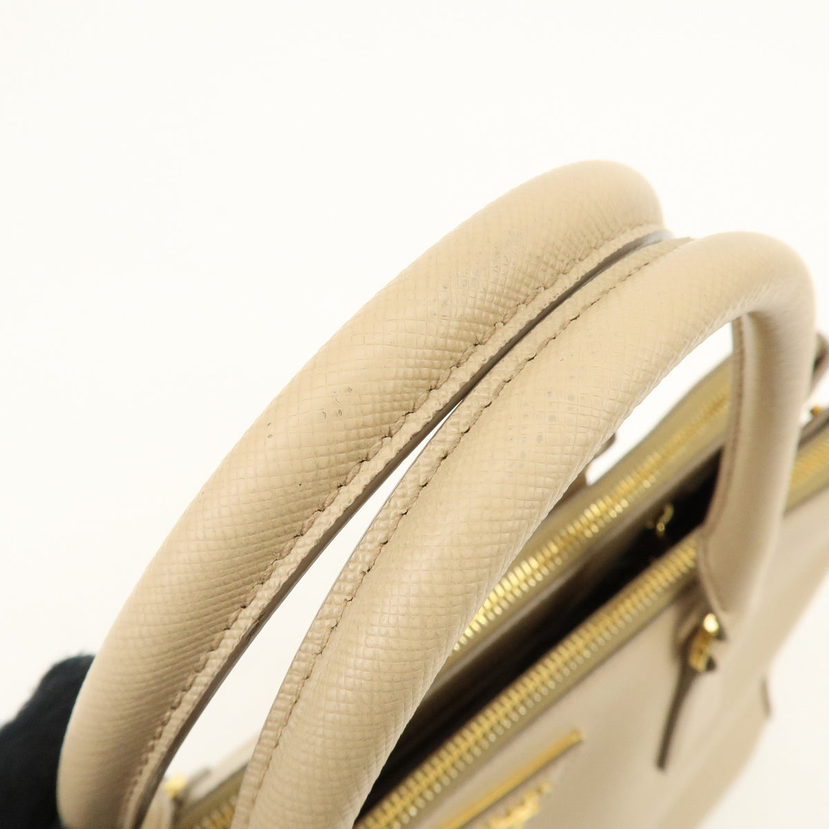 PRADA Triangle Logo Galleria Saffiano Leather 2Way Bag Beige 1BA274