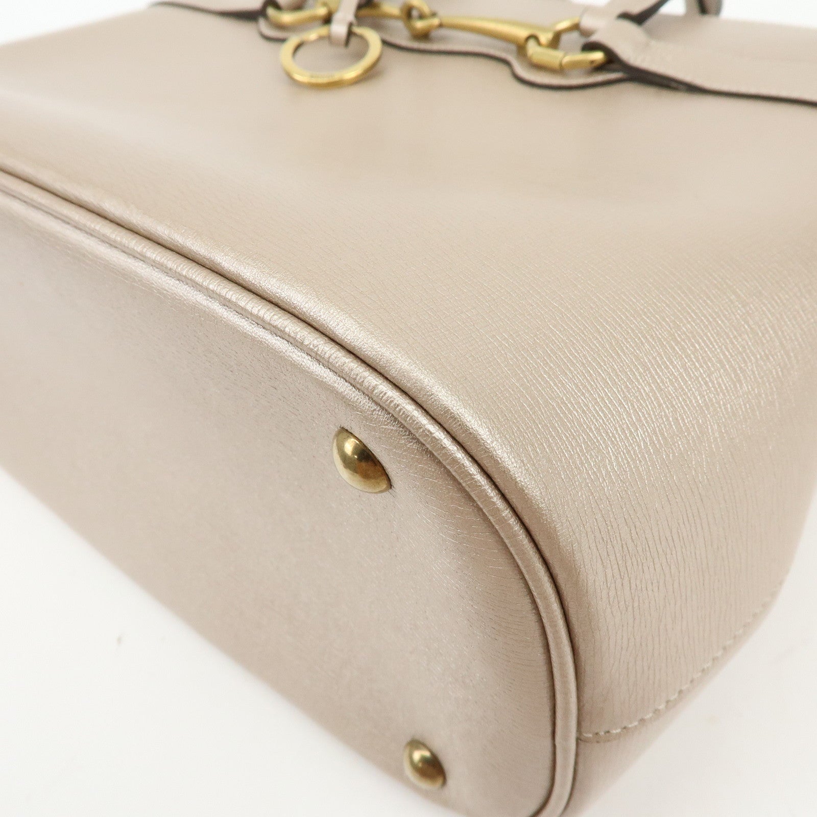 GUCCI Horsebit Leather 2Way Bag Hand Bag Champaign Pink 319795