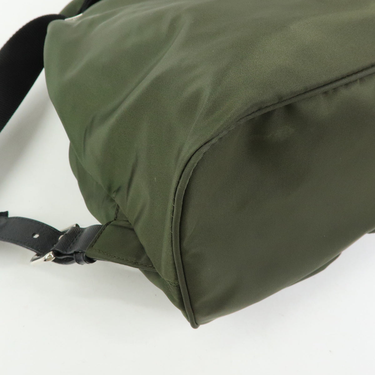PRADA Triangle Logo Nylon Saffiano Leather Backpack Khaki 1BZ005