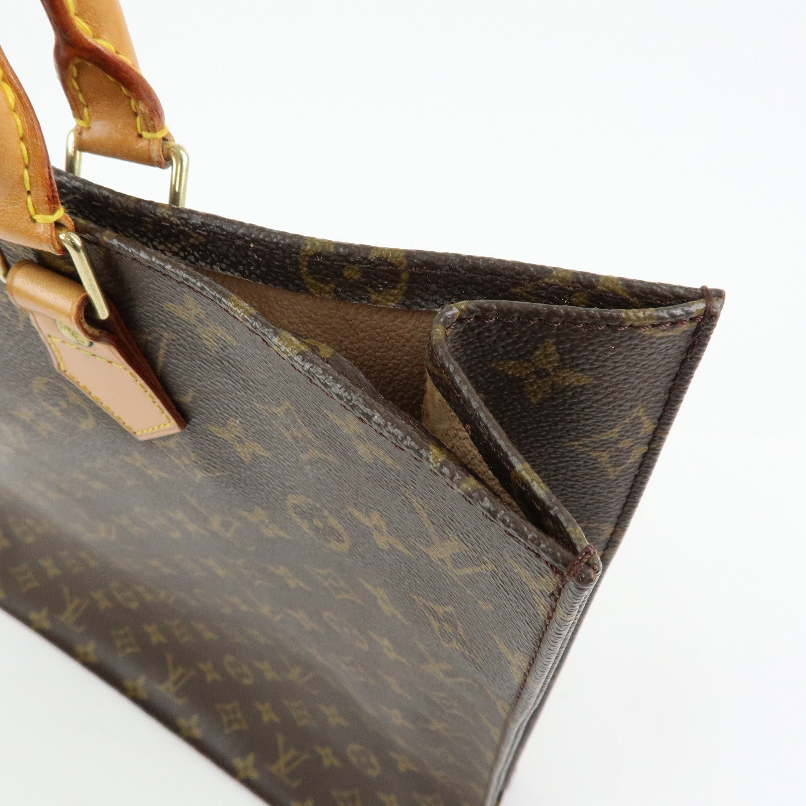 Louis Vuitton Monogram Sac Plat Tote Bag Hand Bag Brown M51140