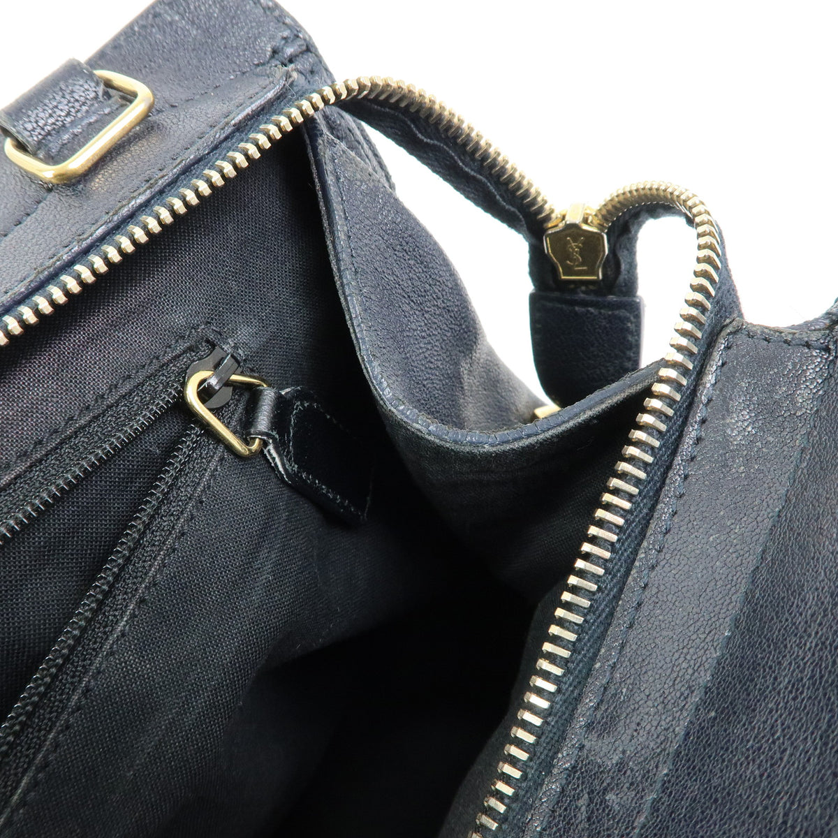 SAINT LAURENT PARIS Petit Cabas Y Line Leather 2Way Bag Navy 311210