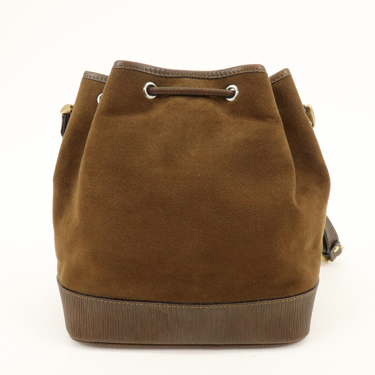BALENCIAGA BB Logo Suede Leather Shoulder Bag Bucket Bag Brown