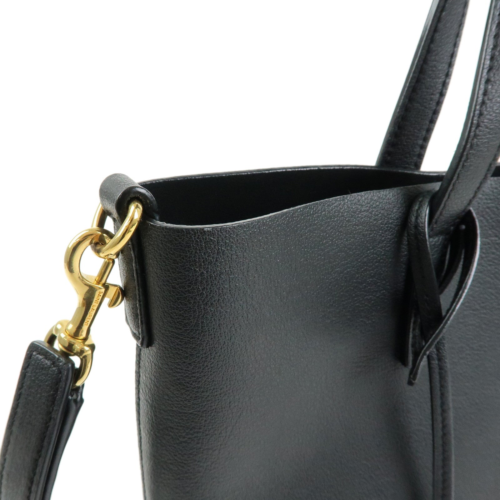 SAINT LAURENT PARIS Leather Toy Shopping Bag 2Way Bag Black GUE600307