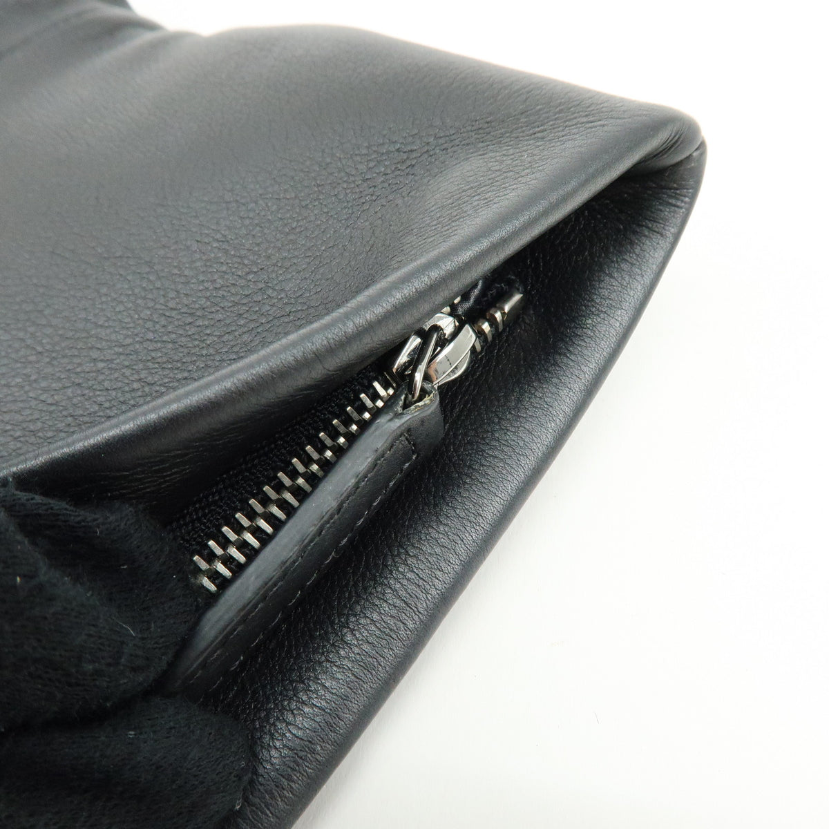 CHANEL Boy Chanel Chevron Calfskin Clutch Bag Black Silver
