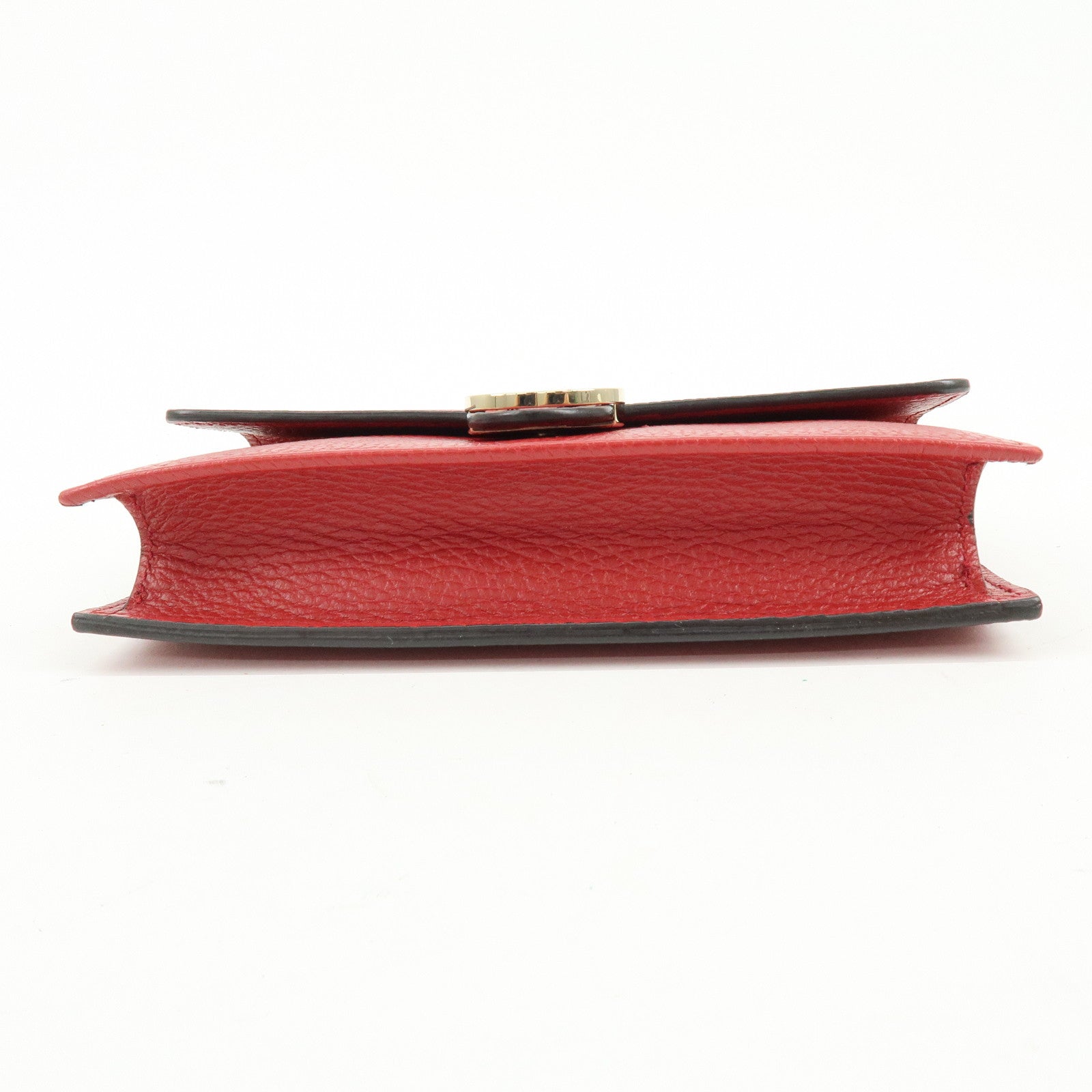 GUCCI Interlocking G Leather Chain Wallet Shoulder Bag Red 510314