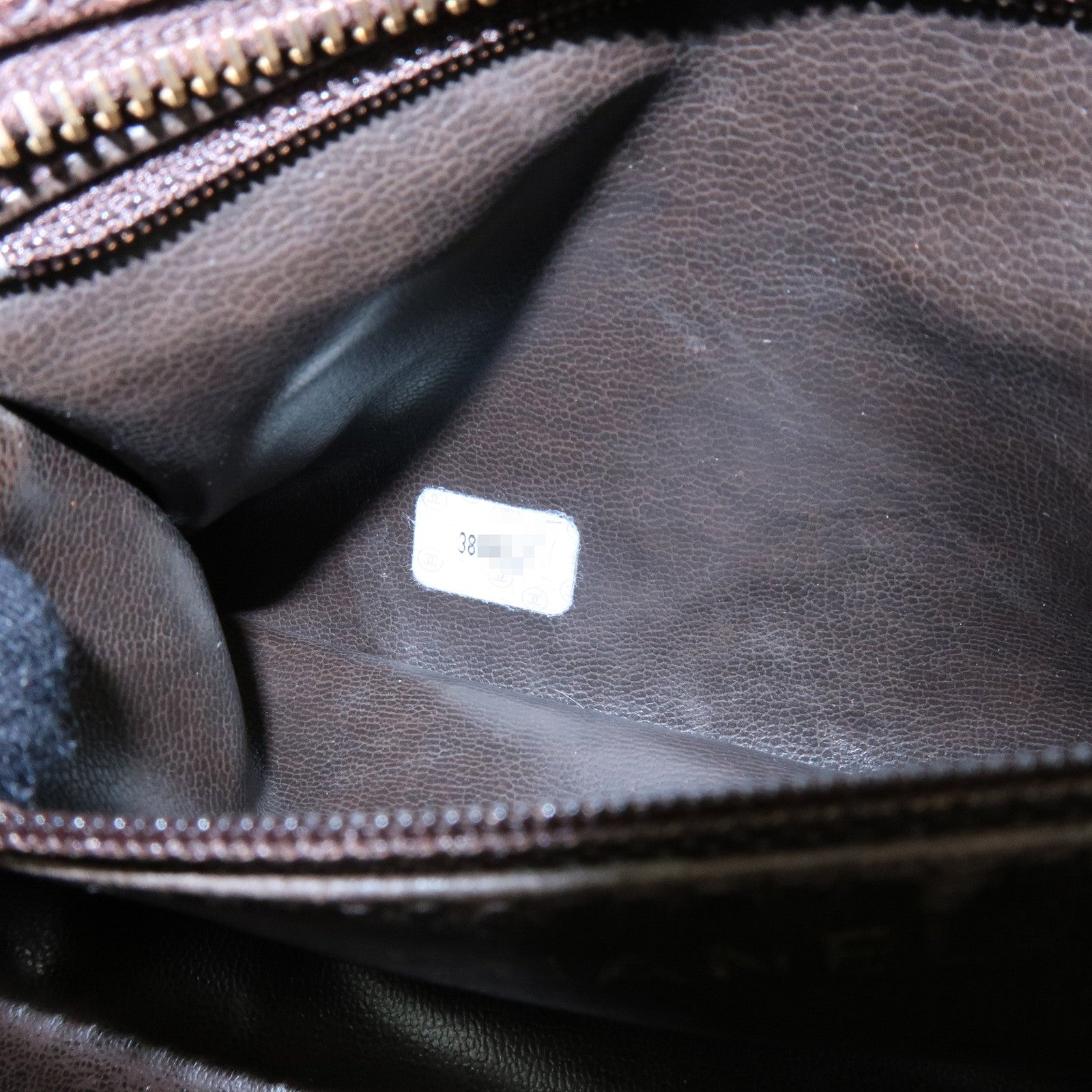 CHANEL COCO Mark Caviarskin Pouch Cosmetic Pouch Dark Brown A01996