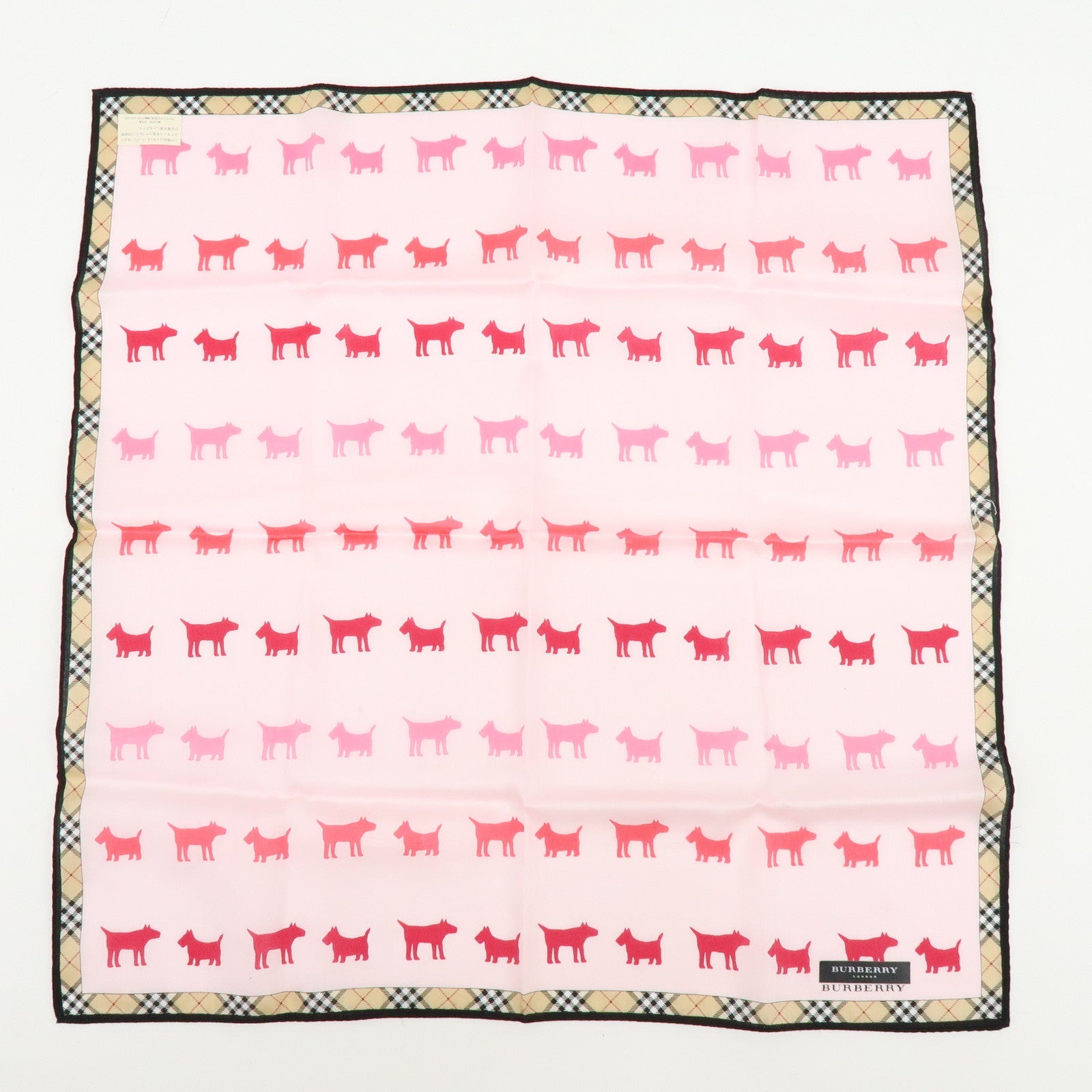 BURBERRY Set of 2 Nova Plaid Cotton 100% Handkerchief Scarf Pink Beige