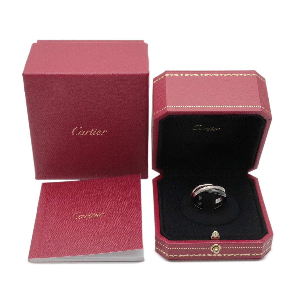 Cartier Trinity Ring MM K18 750WG Black Ceramic White Gold #58 US8.5