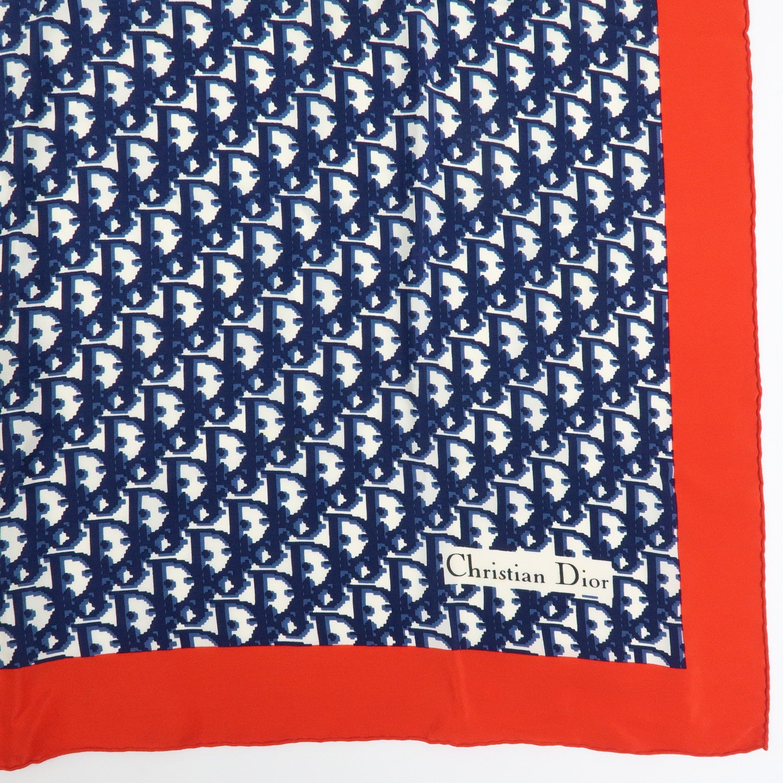 Christian Dior Trotter Silk100% Scarf Shawl Navy Red