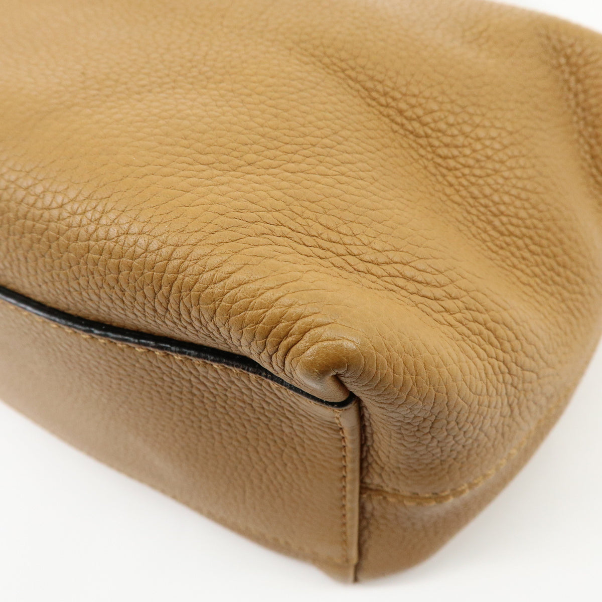 CELINE Logo Leather Shoulder Bag Hand Bag Camel