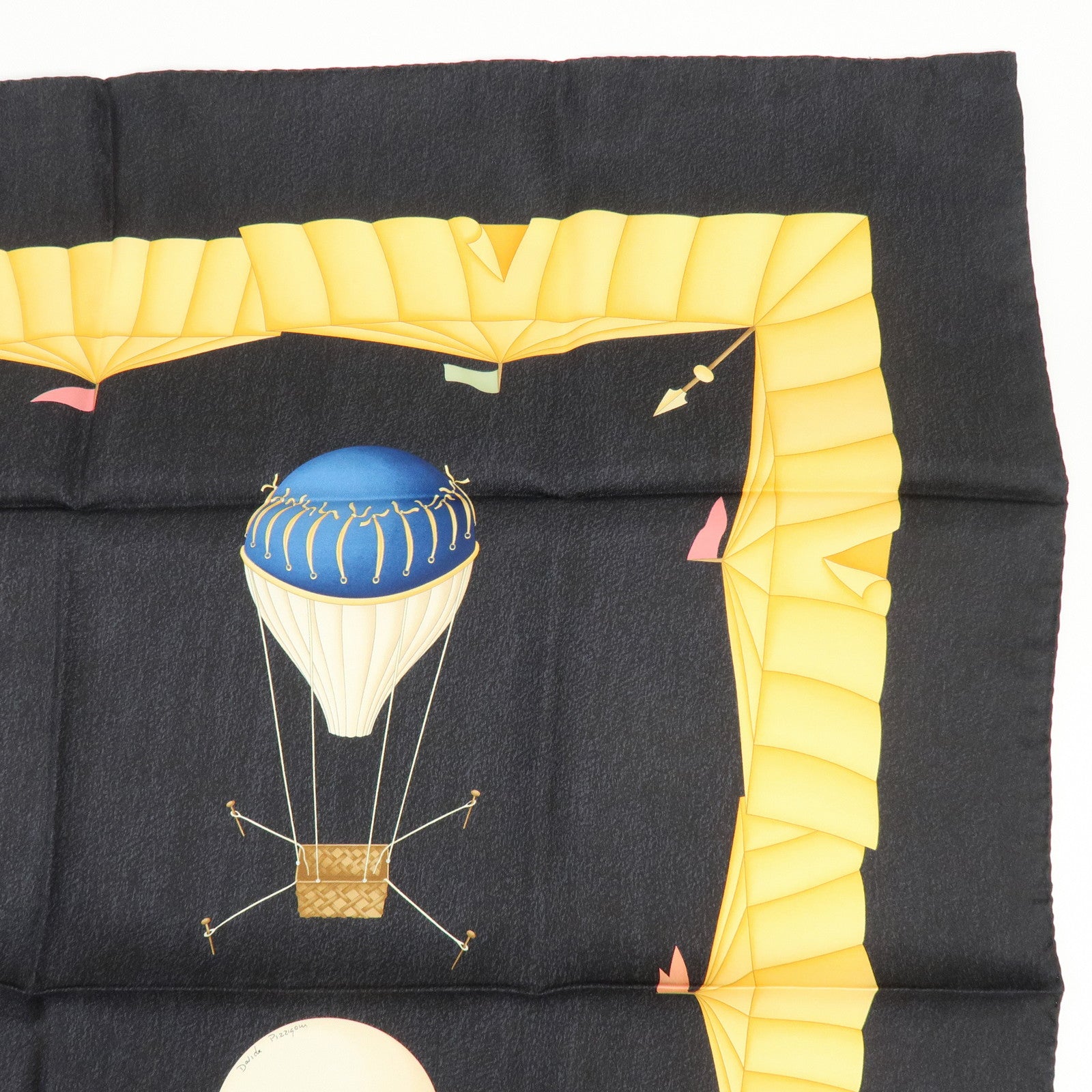 BVLGARI Set of 2 Silk 100% Scarf Balloon Motif Black Red Gold