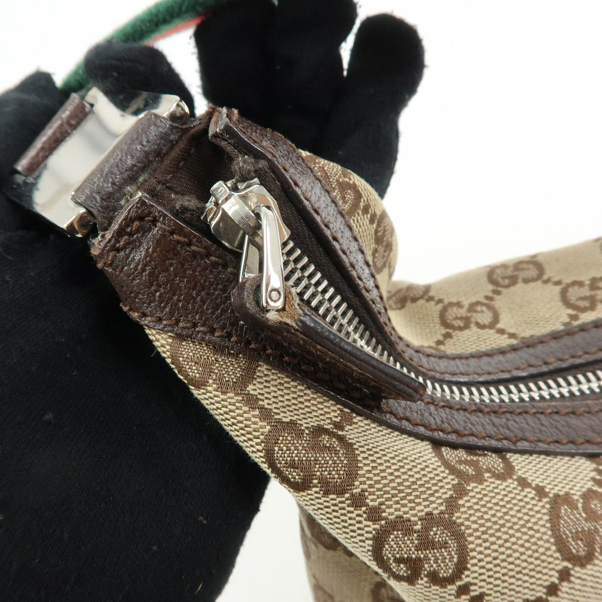 GUCCI Sherry GG Canvas Leather Shoulder Bag Hand Bag Brown 145812