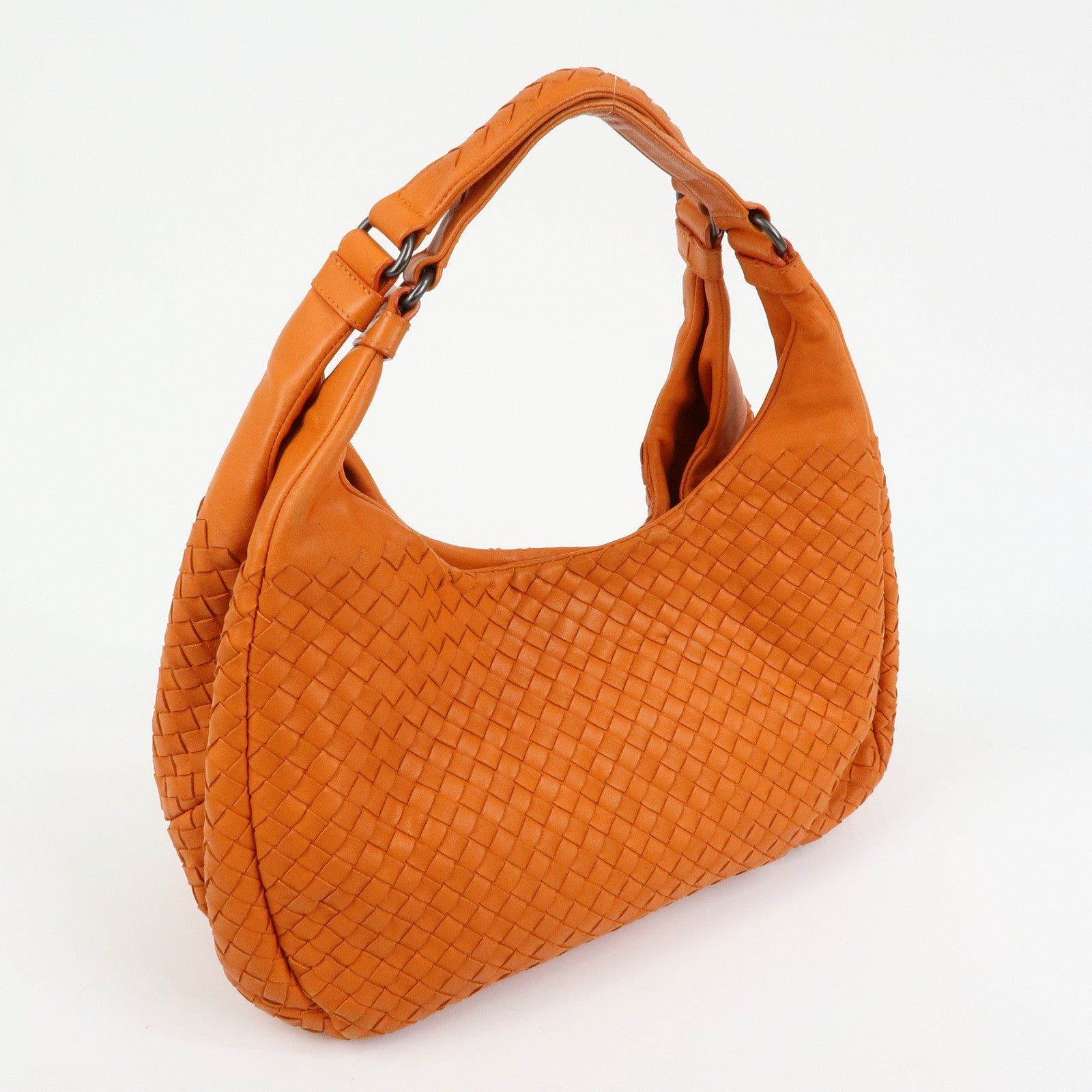 BOTTEGA VENETA Intrecciato Campana Leather Shoulder Bag Orange