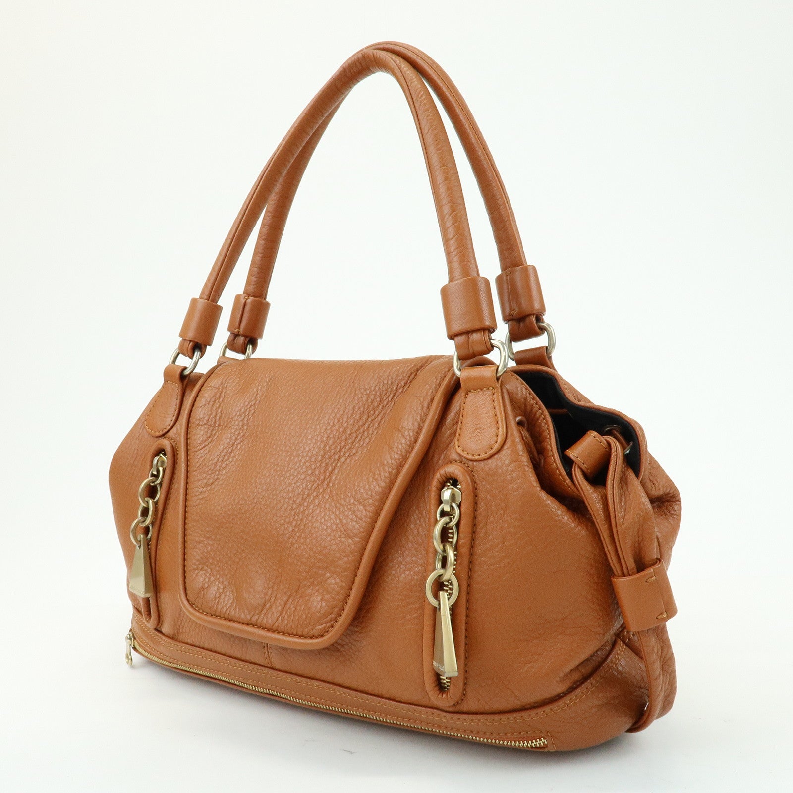 Chloe See by Chloe Cherry Leather 2Way Bag Hand Bag Tassel Brown