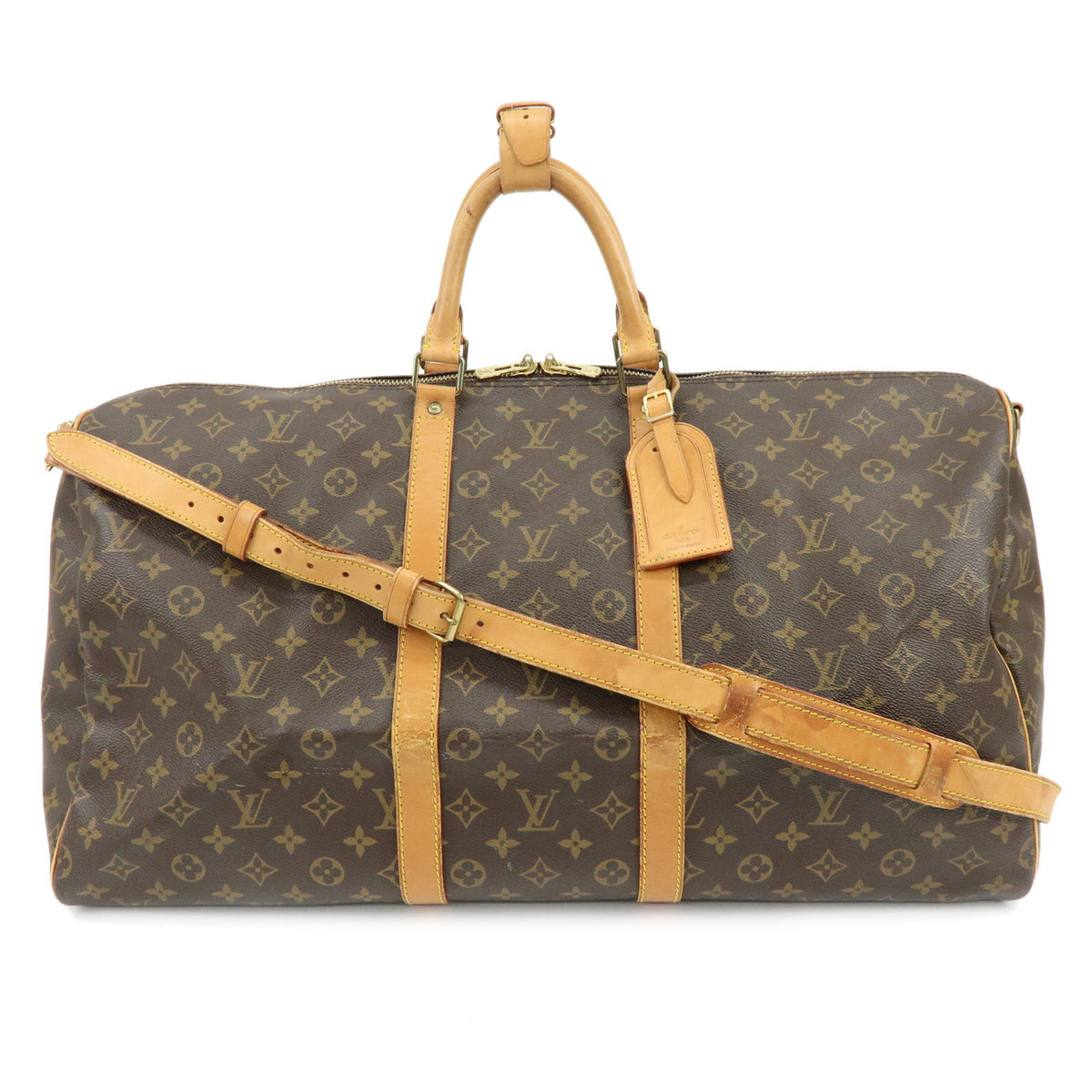 Louis Vuitton Monogram Keep All Bandouliere 55 Boston Bag Brown M41414