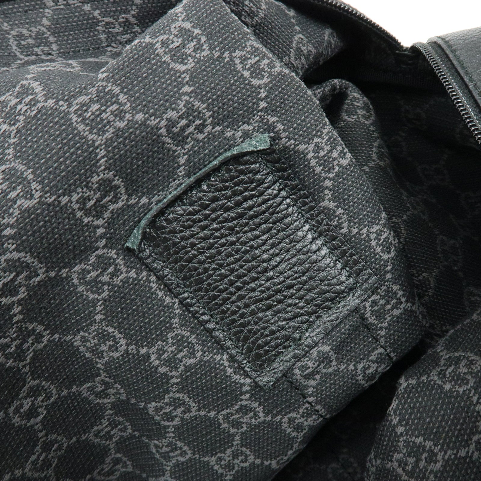 GUCCI GG Denim Leather Boston Bag Shoulder Bag Hand Bag Black 105671