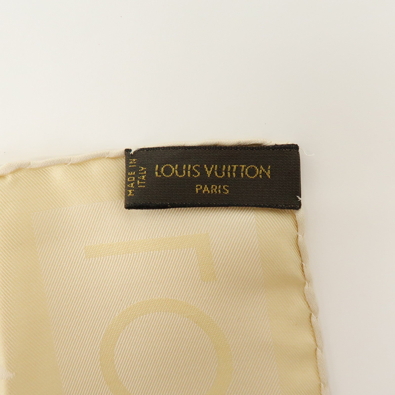 Louis Vuitton Logo Silk 100% Scarf Stole Light Beige