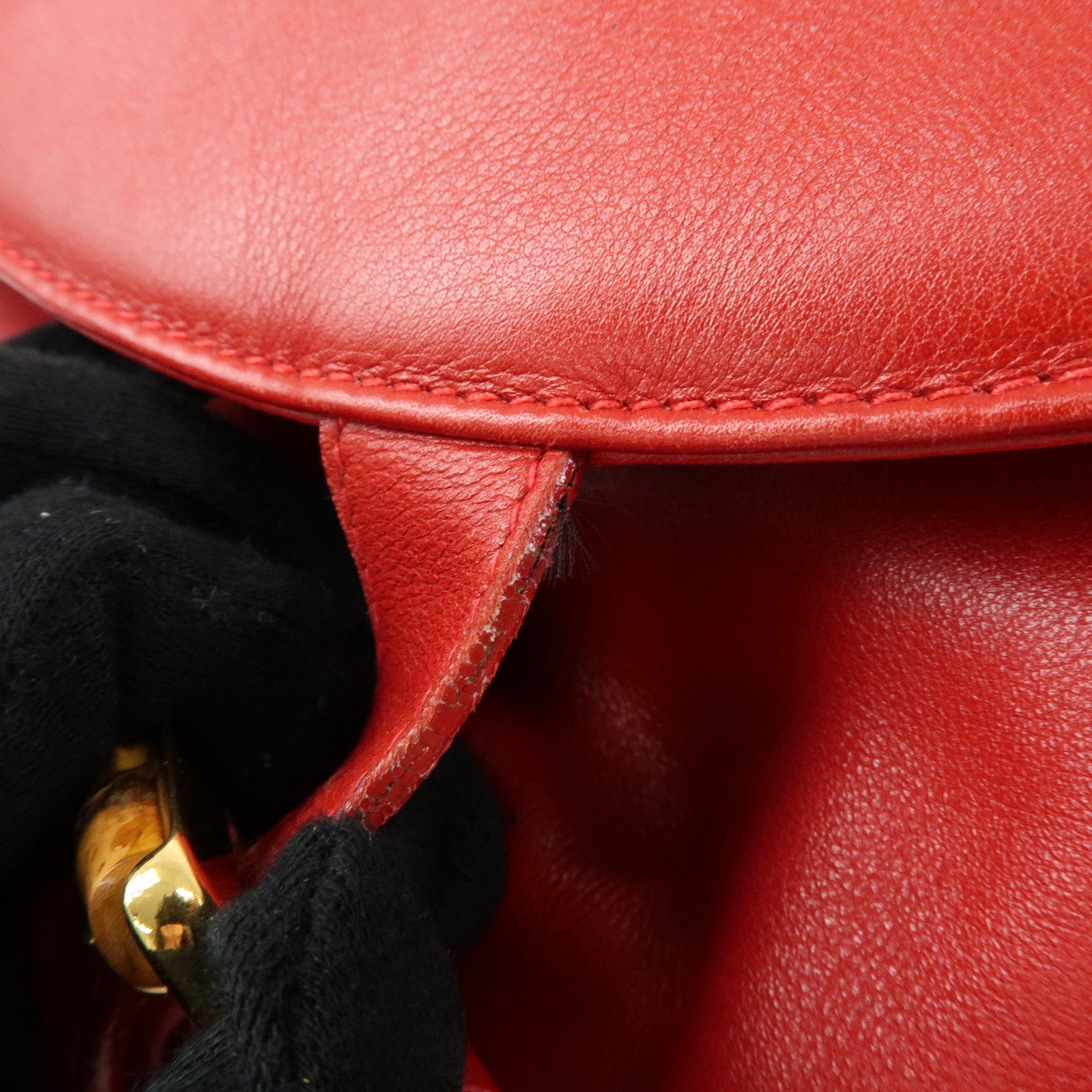 Gucci Bamboo Leather Backpack Rucksack Red 003・2058・0016