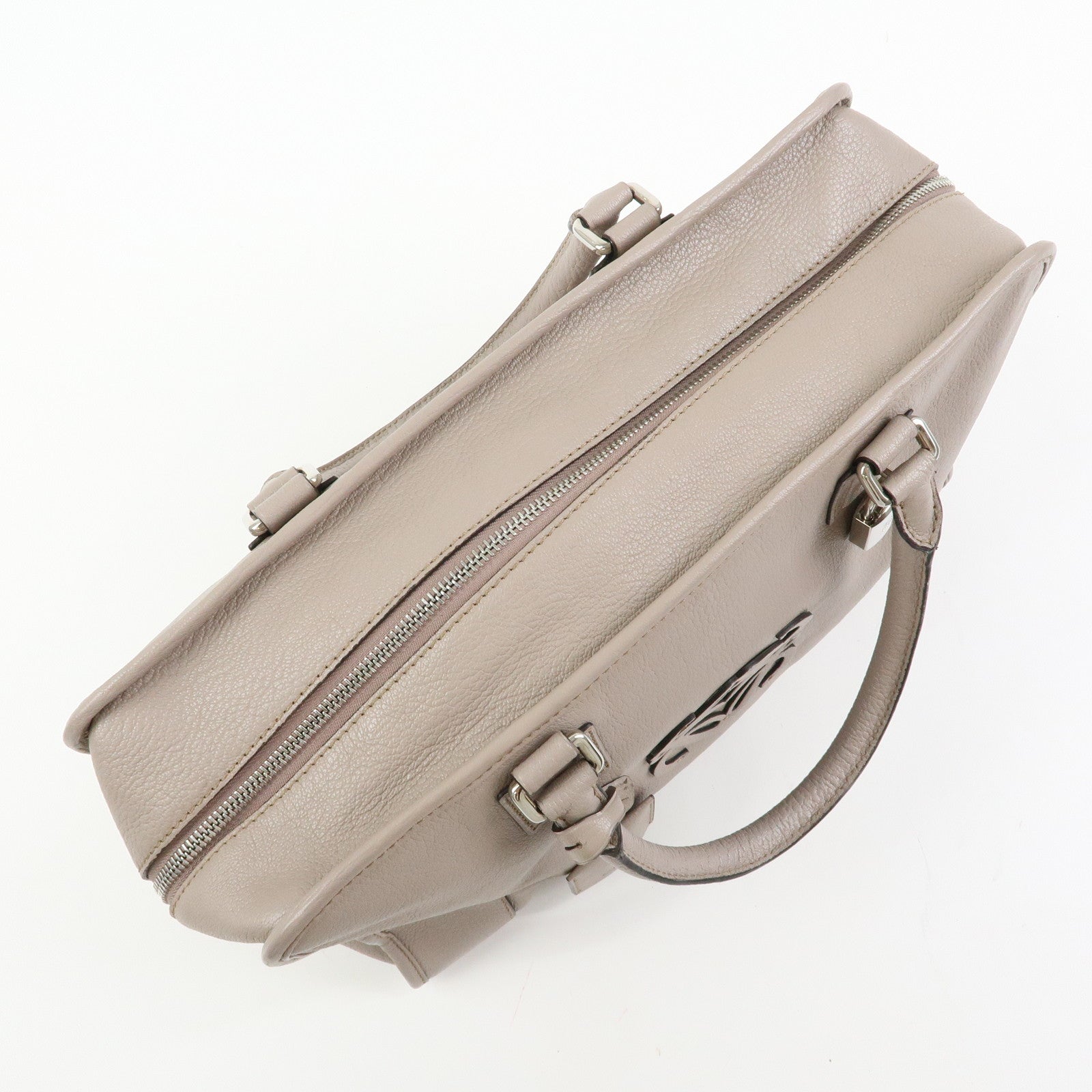 LOEWE Amazona 36 Anagram Leather Hand Bag Boston Bag Beige