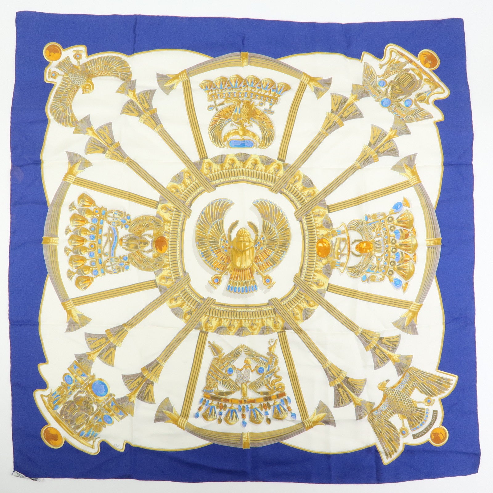 HERMES Carre 90 Lot of 2 Silk 100% Scarf brides de gala/caty Red Blue